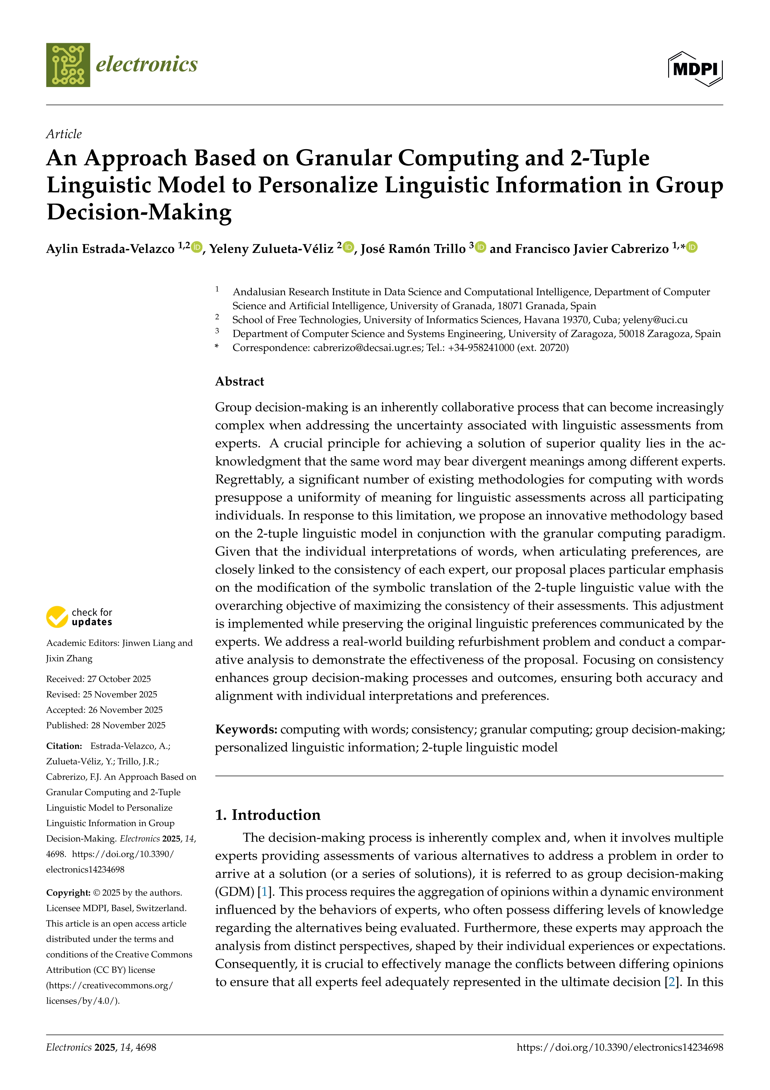 An Approach Based on Granular Computing and 2-Tuple Linguistic Model to Personalize Linguistic Information in Group Decision-Making