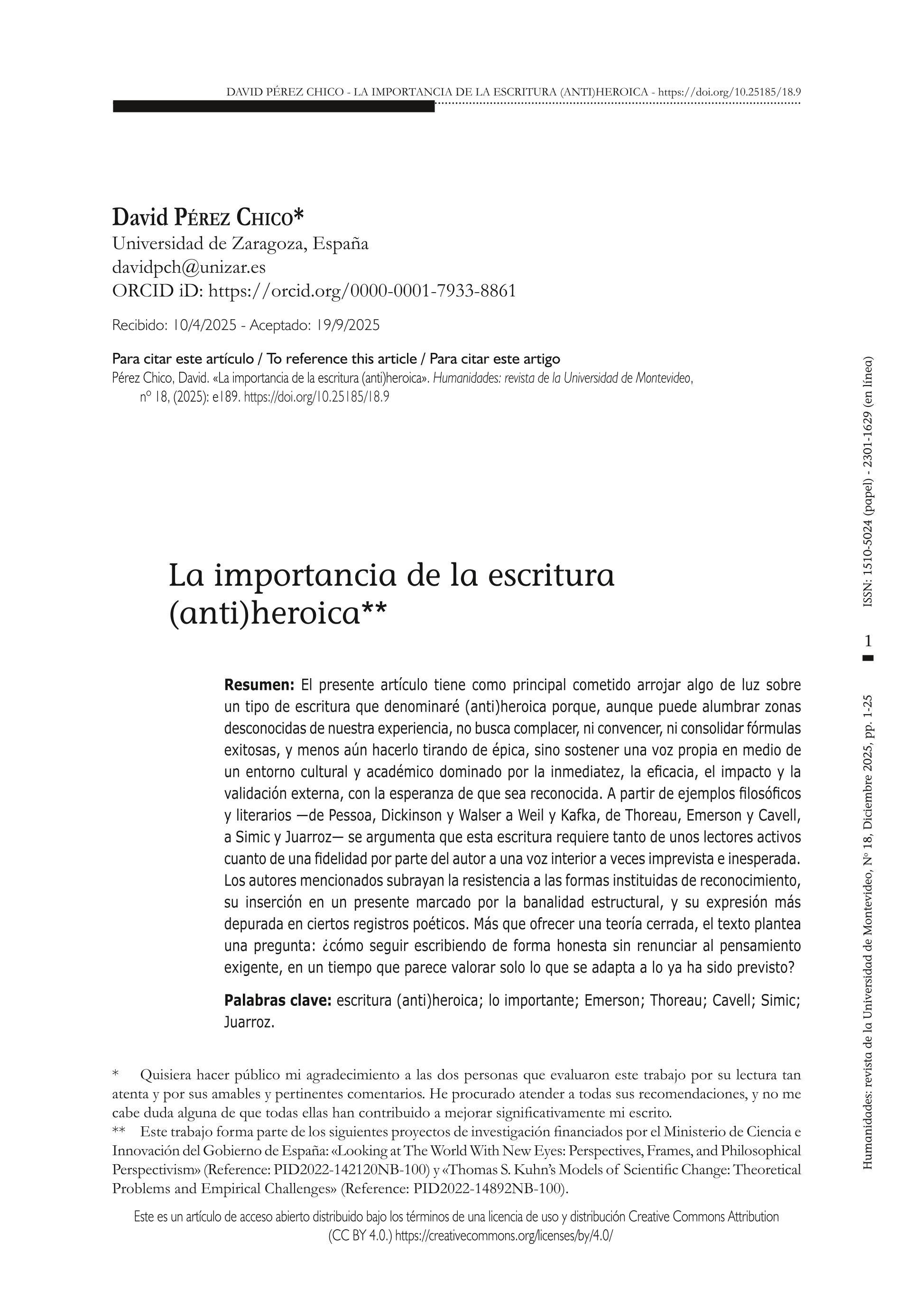 La importancia de la escritura (anti)heroica