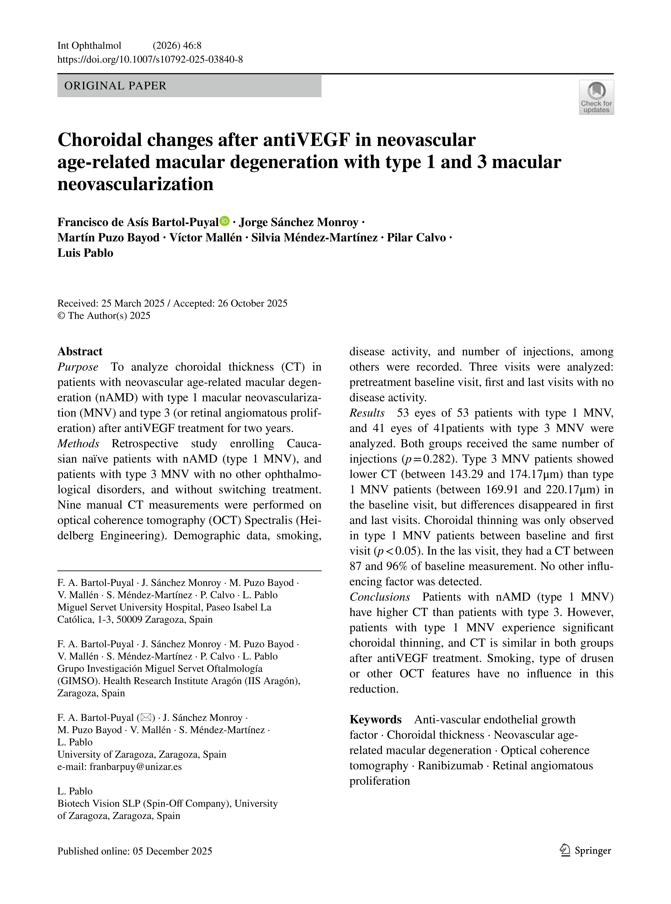 Choroidal changes after antiVEGF in neovascular age-related macular degeneration with type 1 and 3 macular neovascularization