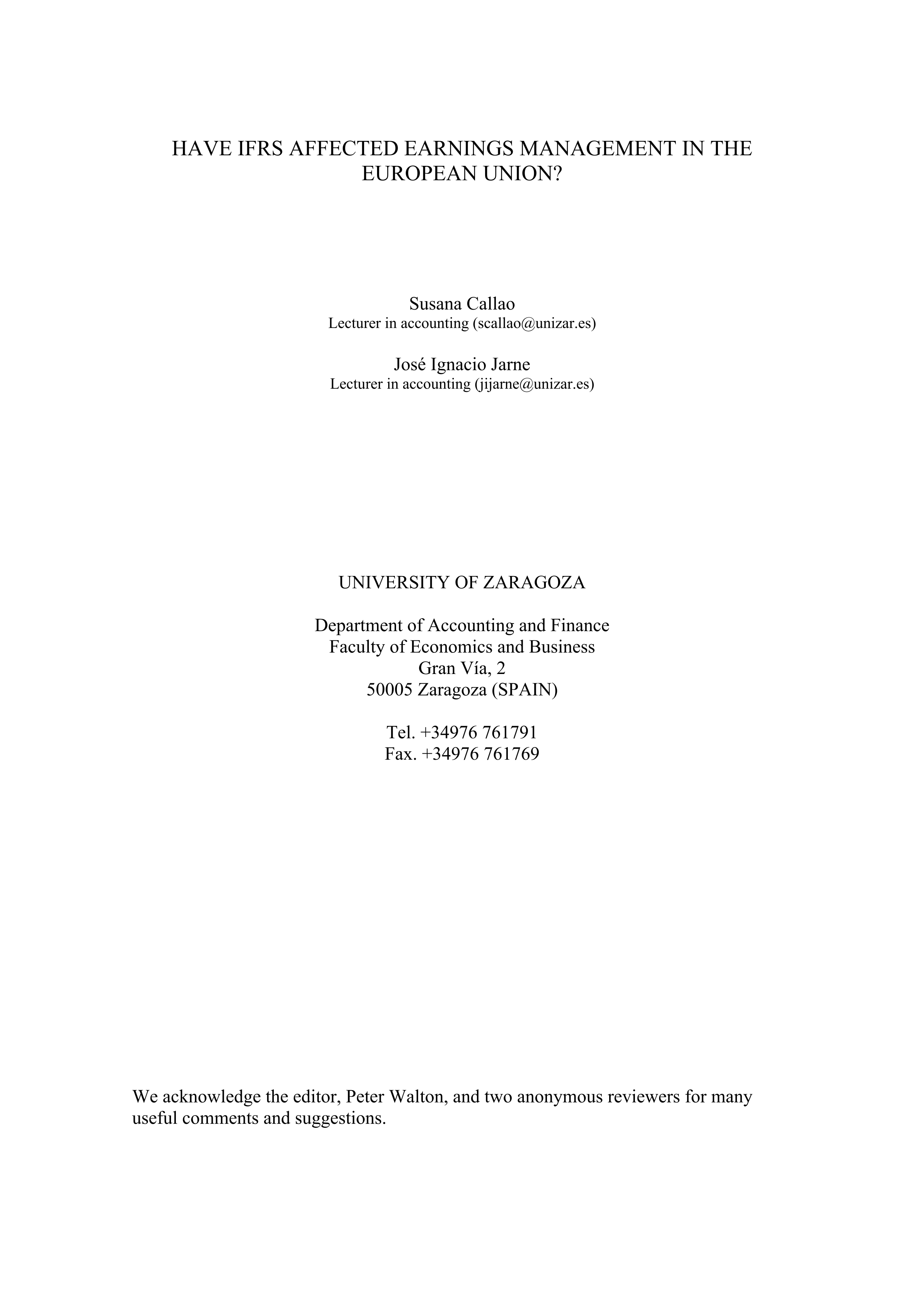 Have IFRS affected earnings management in the European Union?
