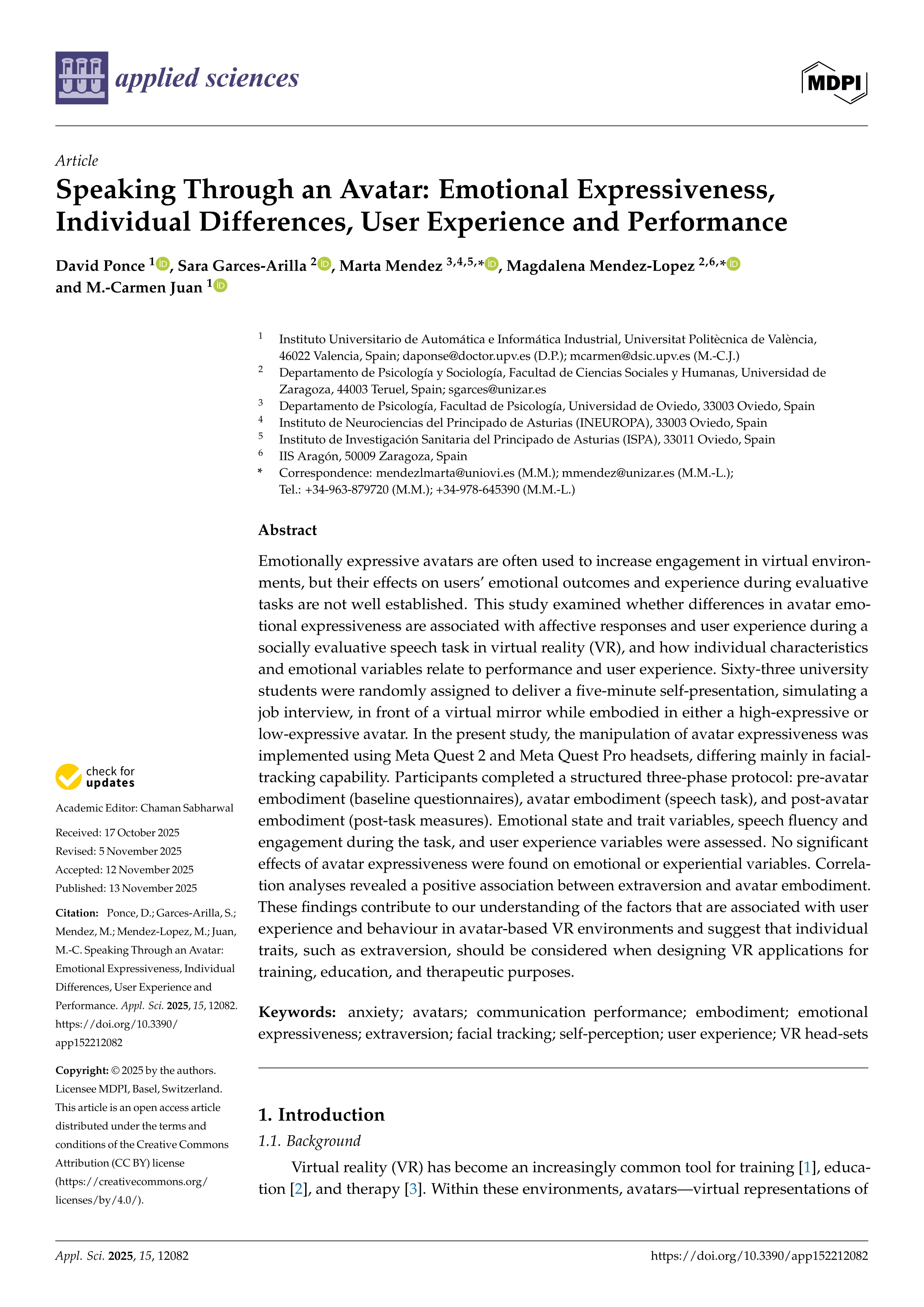 Speaking Through an Avatar: Emotional Expressiveness, Individual Differences, User Experience and Performance