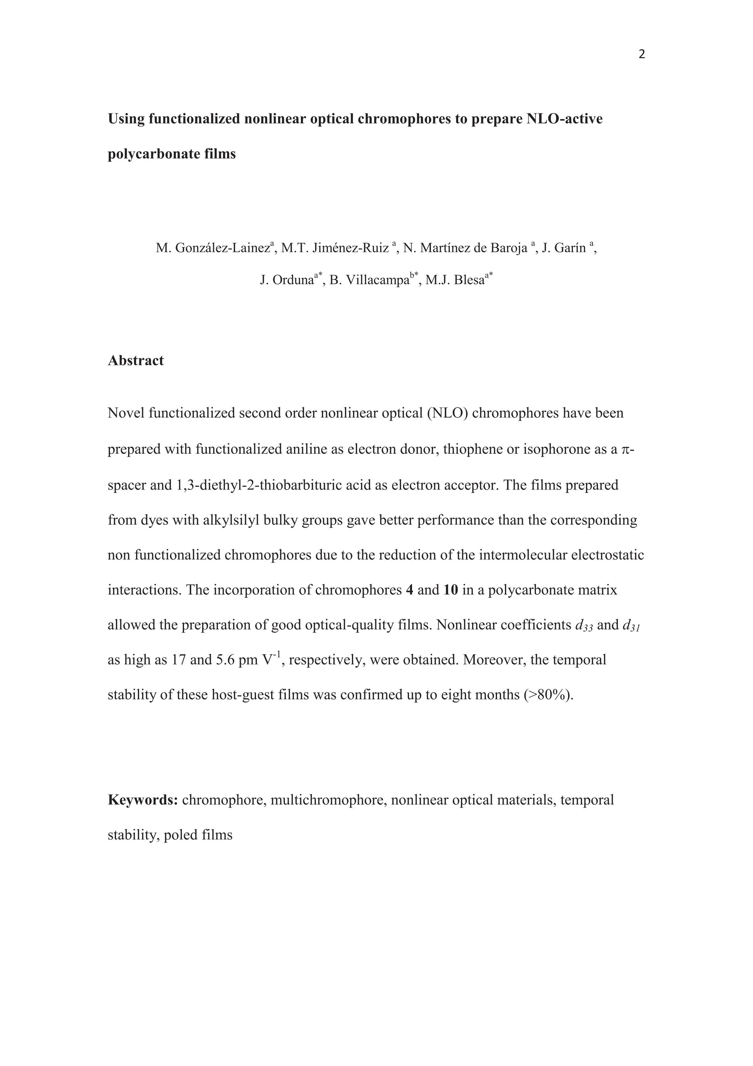 Using functionalized nonlinear optical chromophores to prepare NLO-active polycarbonate films