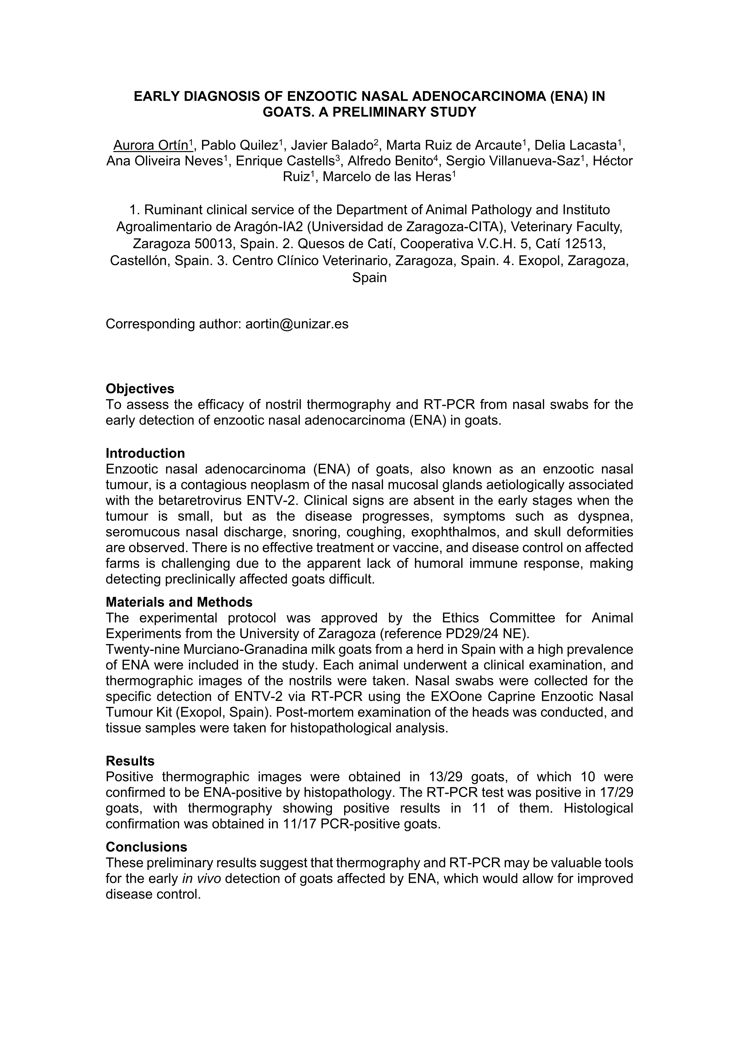 Early diagnosis of enzootic nasal adenocarcinoma (ENA) in goats: A preliminary study
