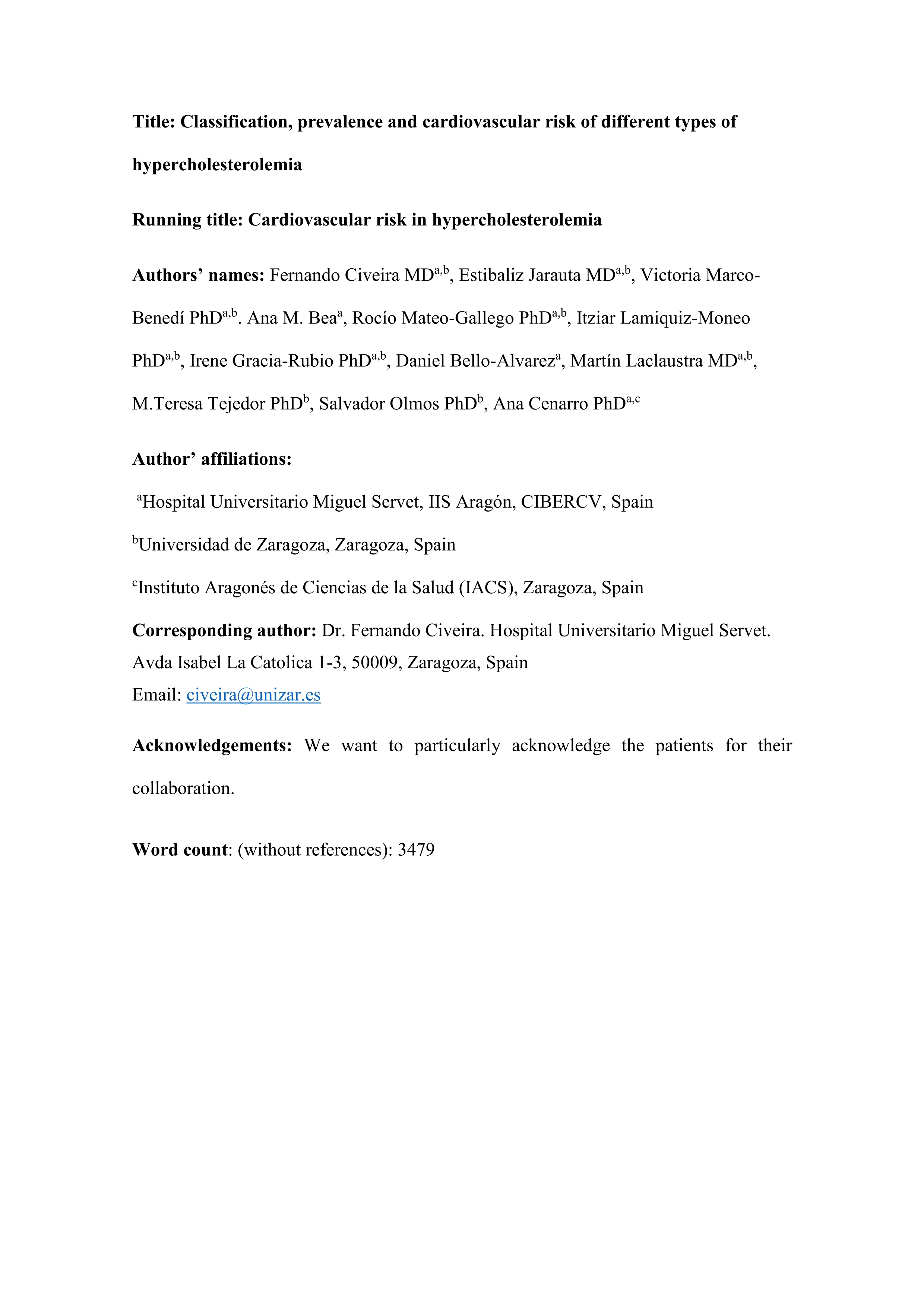 Clasificación, prevalencia y riesgo cardiovascular de los diferentes tipos de hipercolesterolemia
