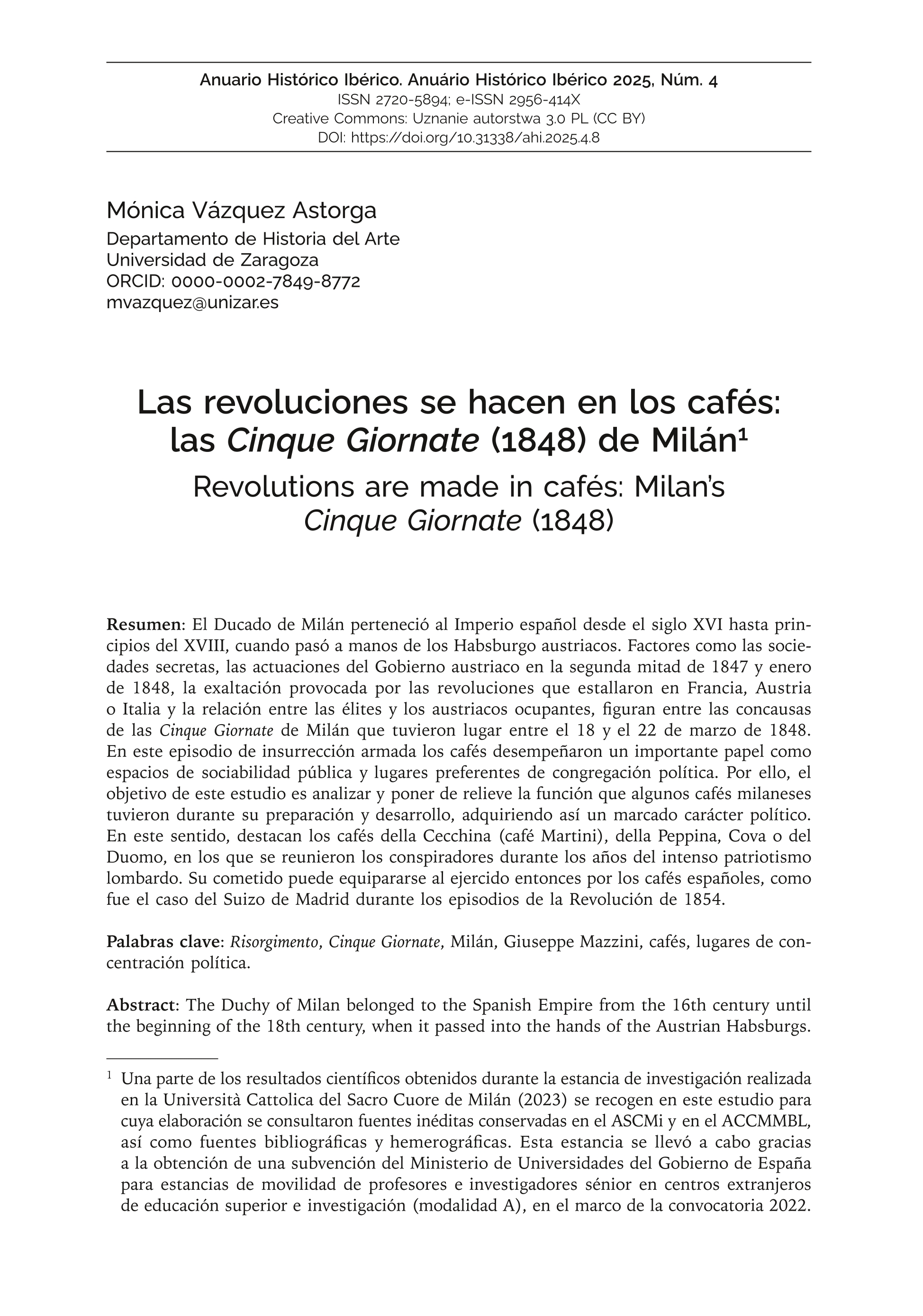 Las revoluciones se hacen en los cafés: las Cinque Giornate (1848) de Milán