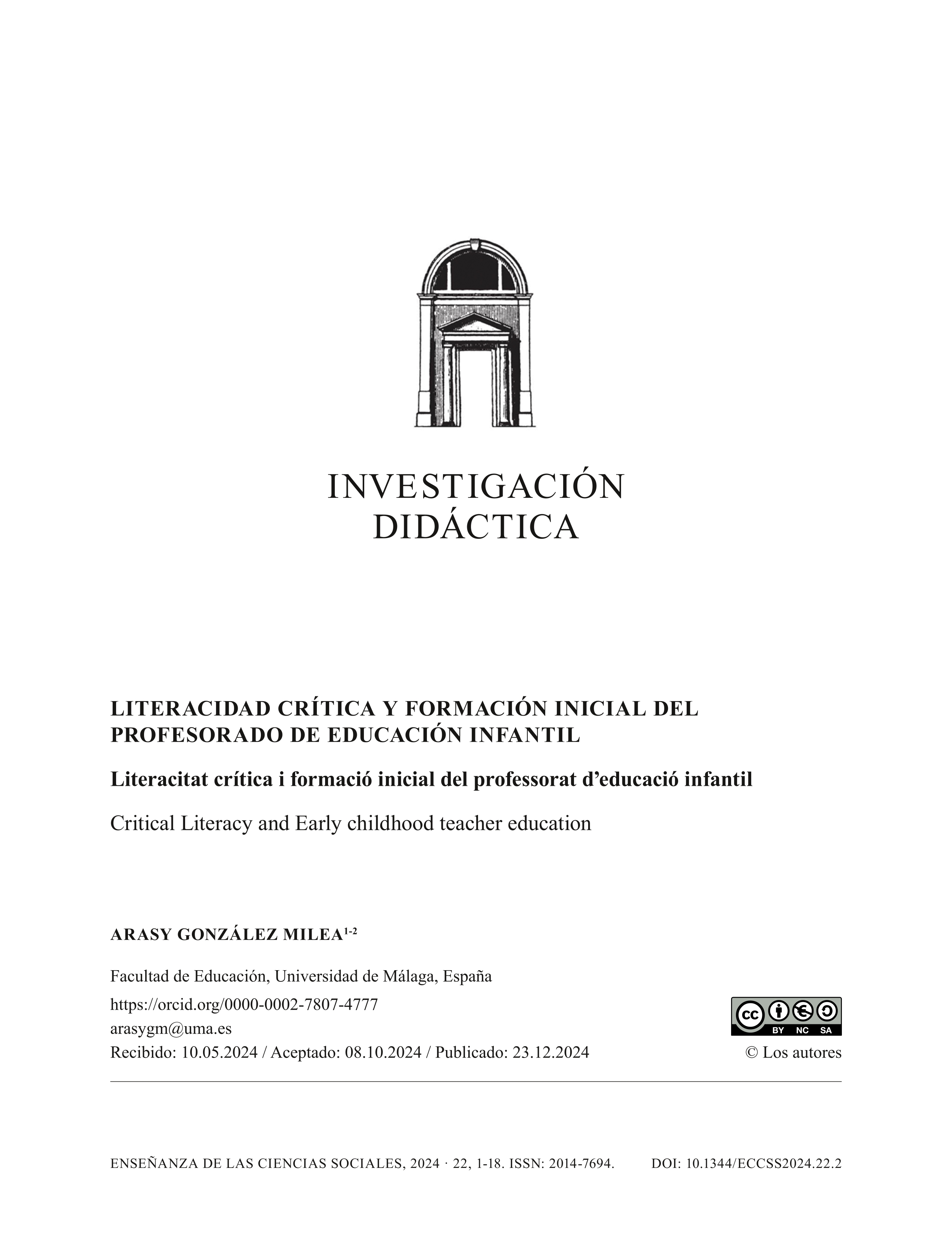 Literacidad crítica y formación inicial del profesorado en educación infantil
