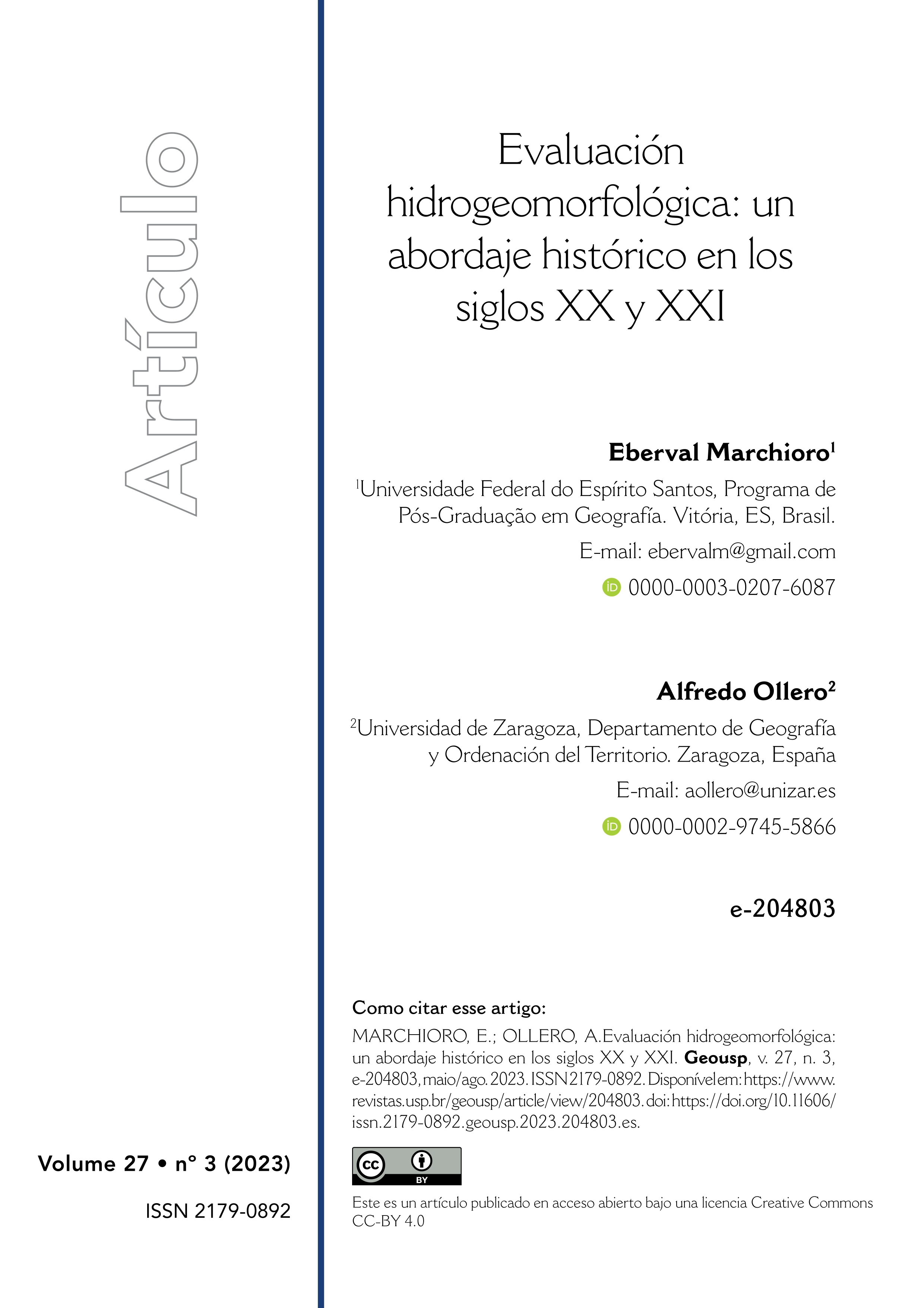 Evaluación hidrogeomorfológica: un abordaje histórico en los siglos XX y XXI