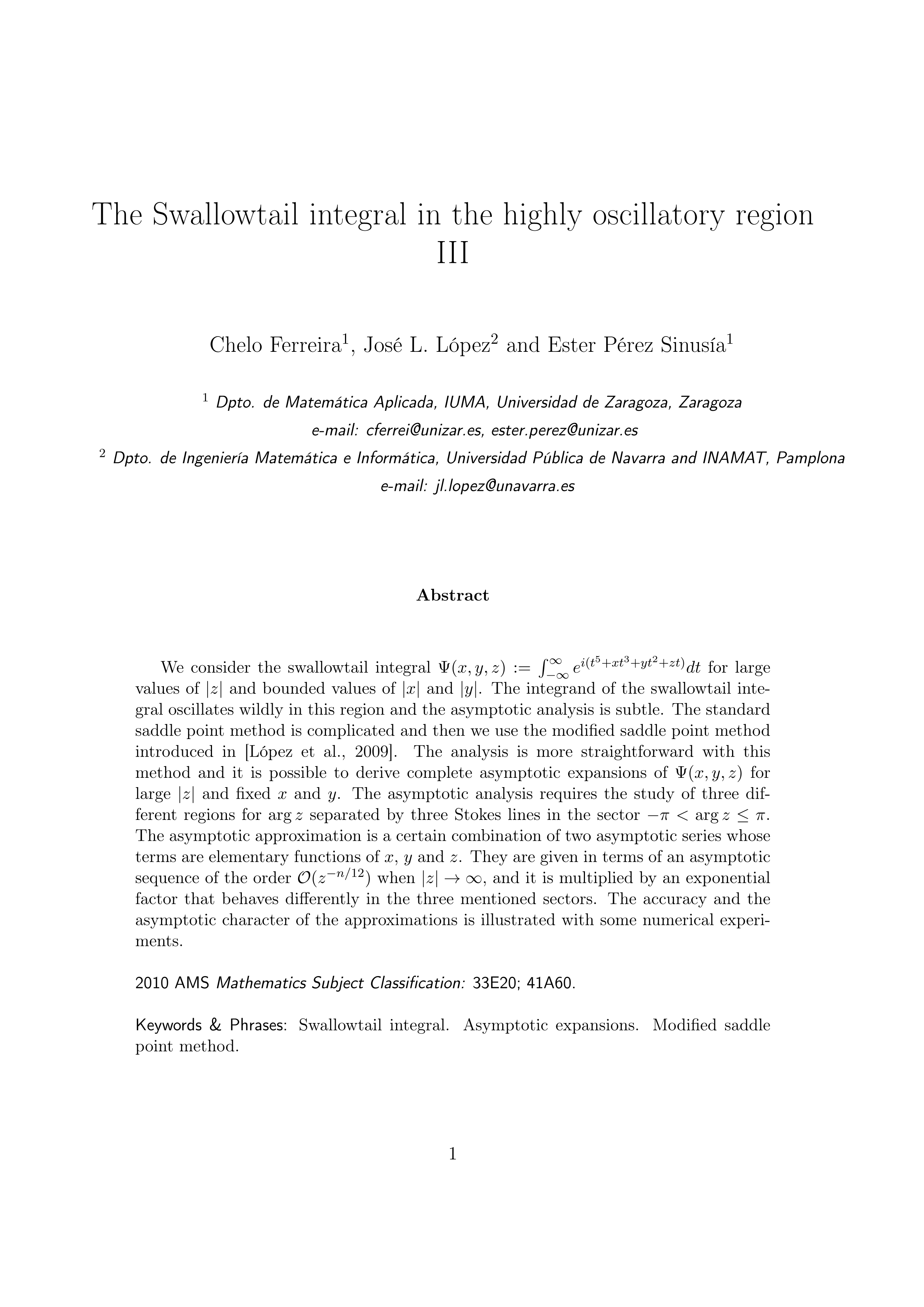 The swallowtail integral in the highly oscillatory region III