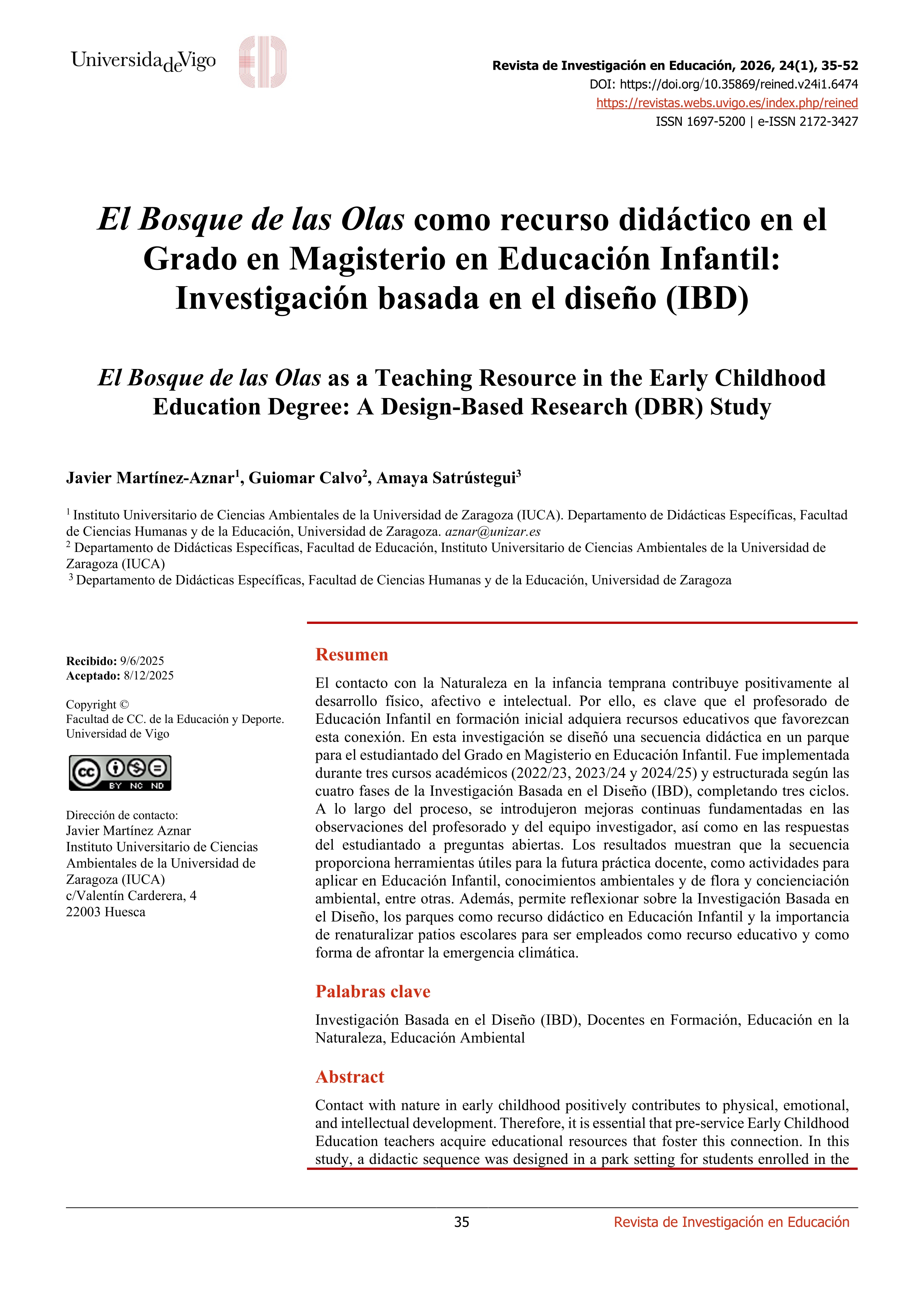 El Bosque de las Olas como recurso didáctico en el Grado en Magisterio en Educación Infantil: Investigación basada en el diseño (IBD)