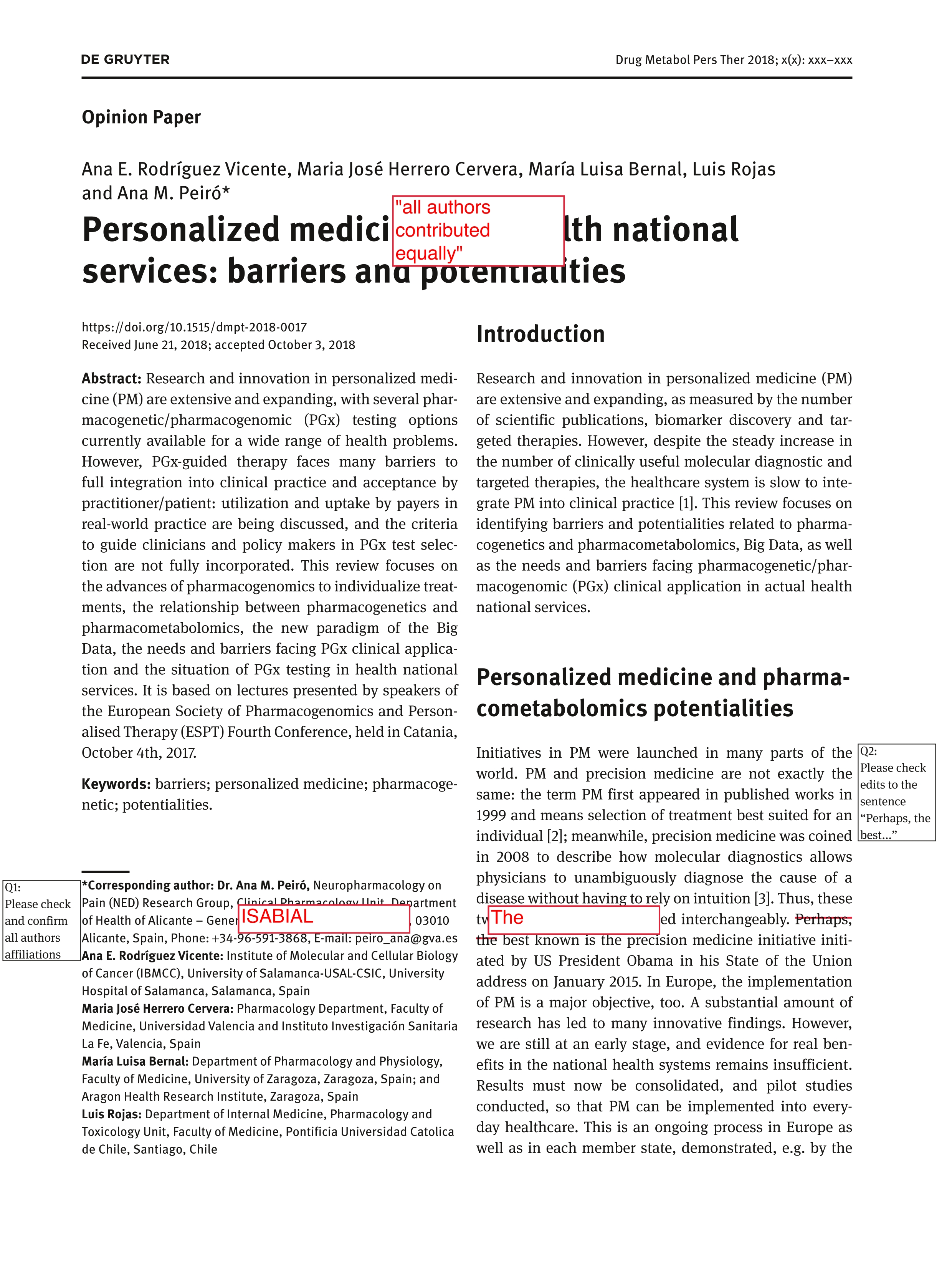 Personalized medicine into health national services: Barriers and potentialities