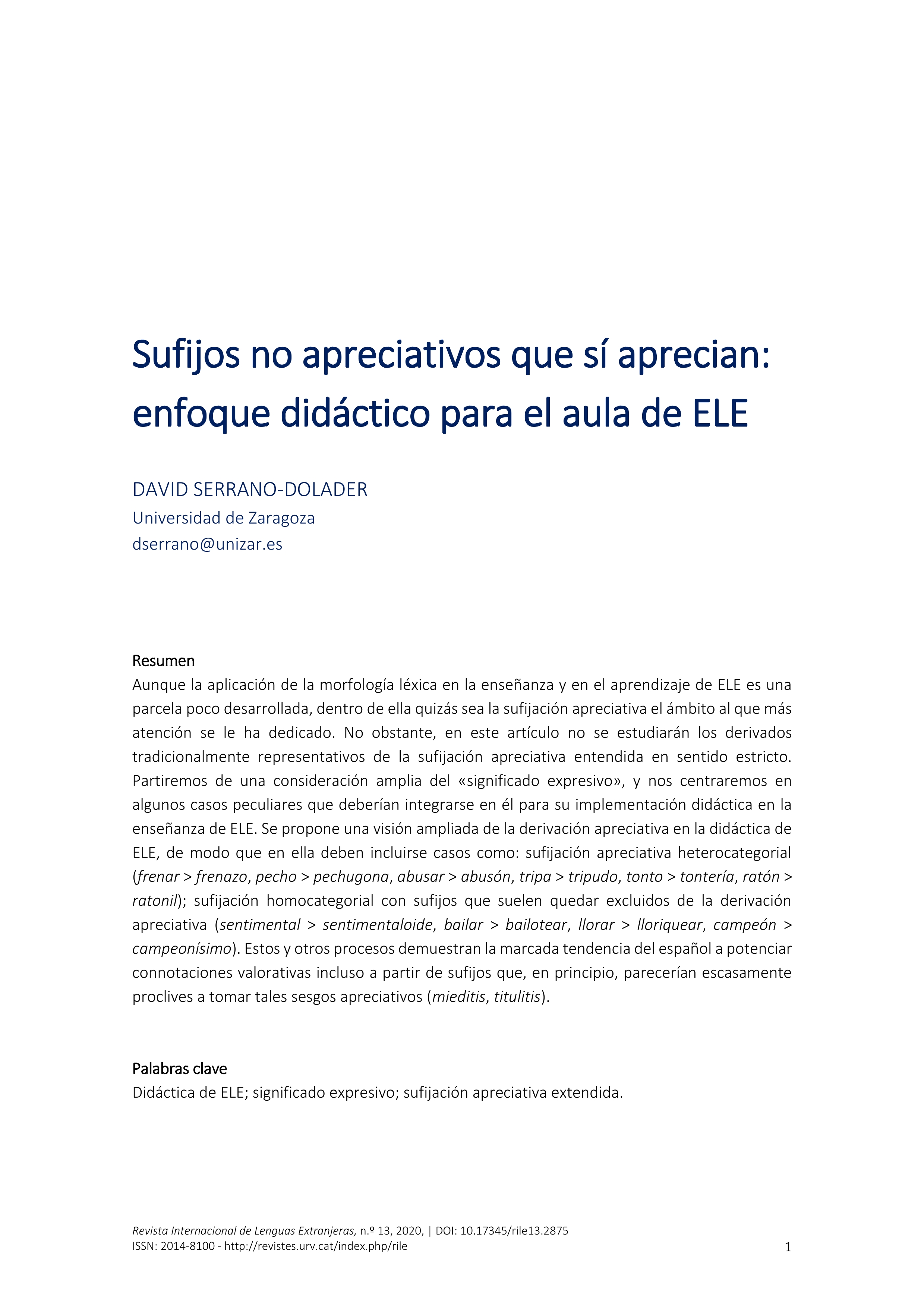 Sufijos no apreciativos que sí aprecian: enfoque didáctico para el aula de ELE