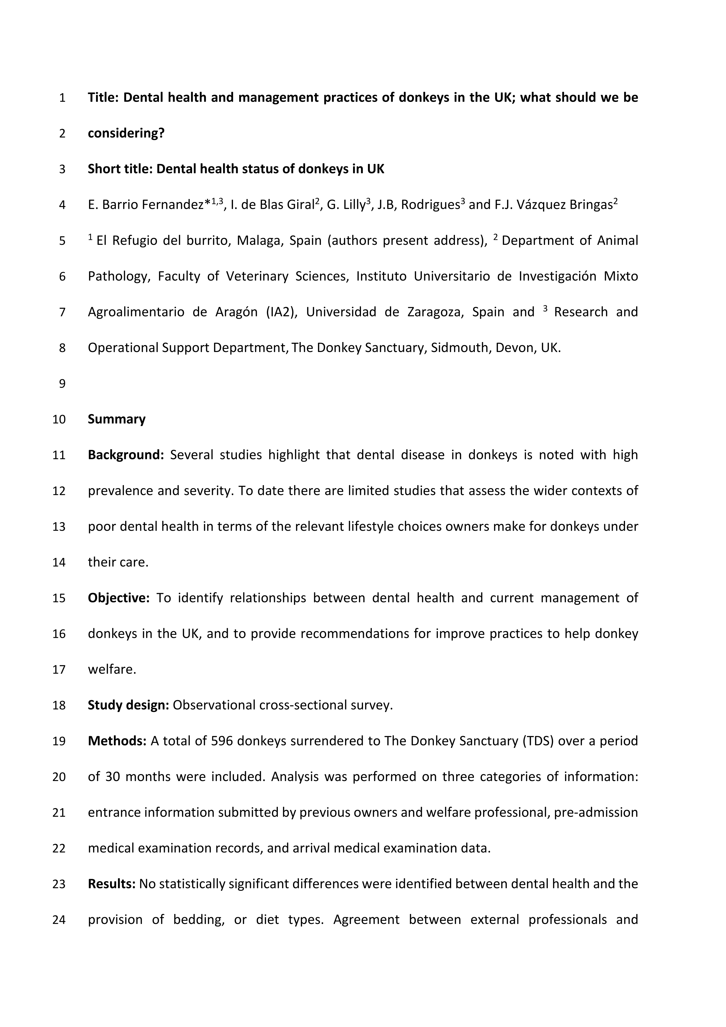 Dental health and management practices of donkeys in the UK: What should we be considering?