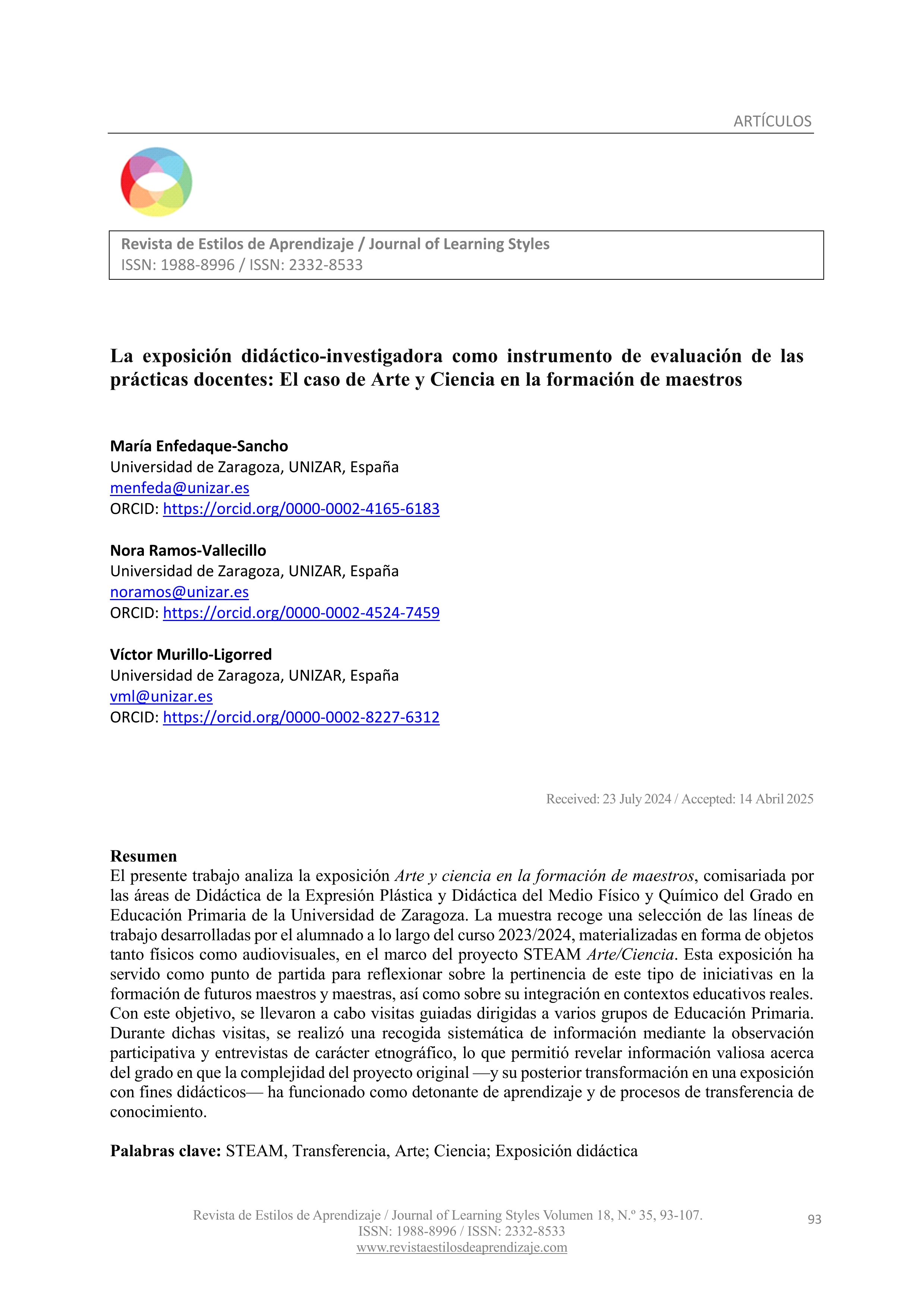 La exposición didáctico-investigadora  como  instrumento  de evaluaciónde  las prácticas docentes: El caso de Arte y Ciencia en la formación de maestros