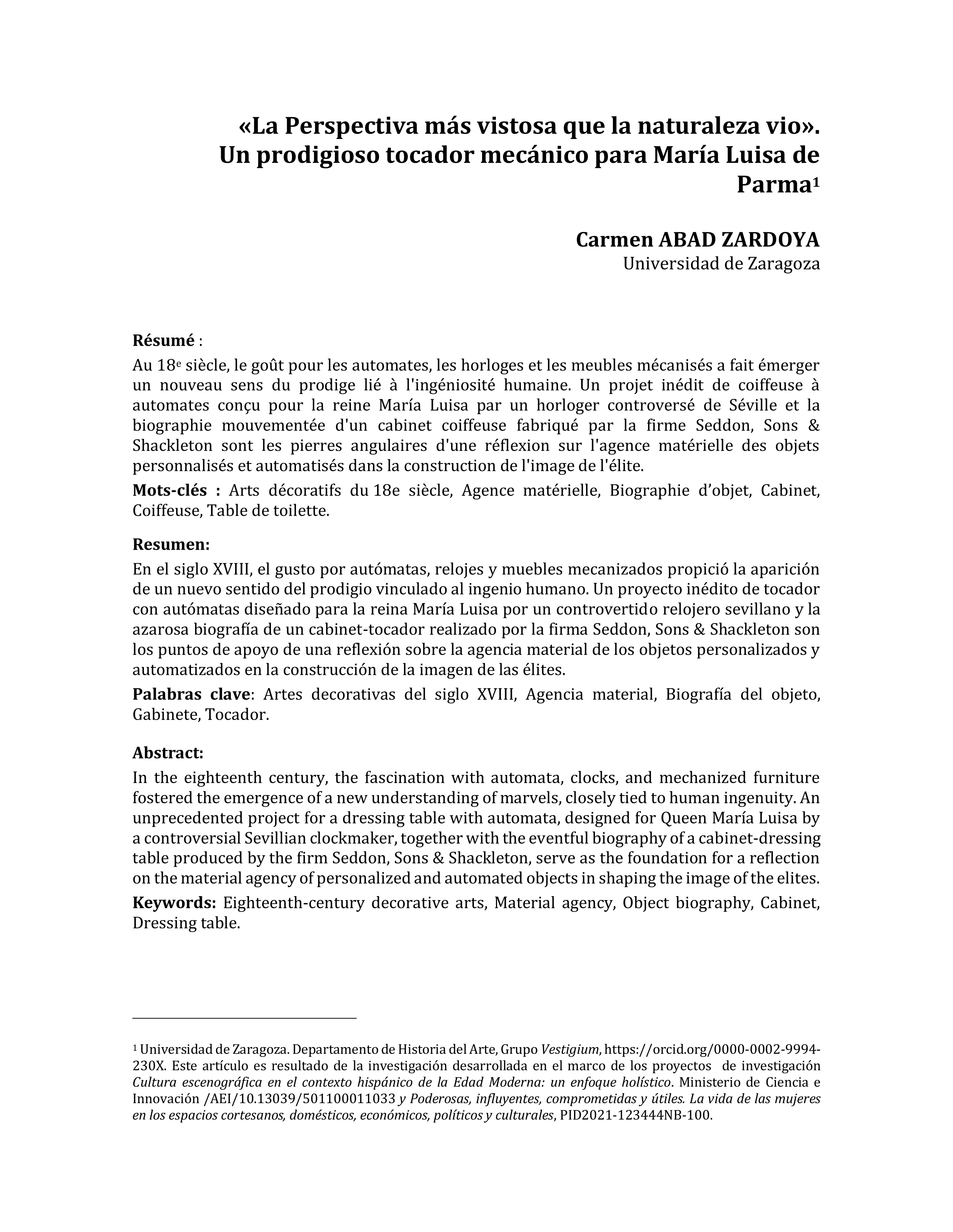 «La Perspectiva más vistosa que la naturaleza vio». Un prodigioso tocador mecánico para María Luisa de Parma