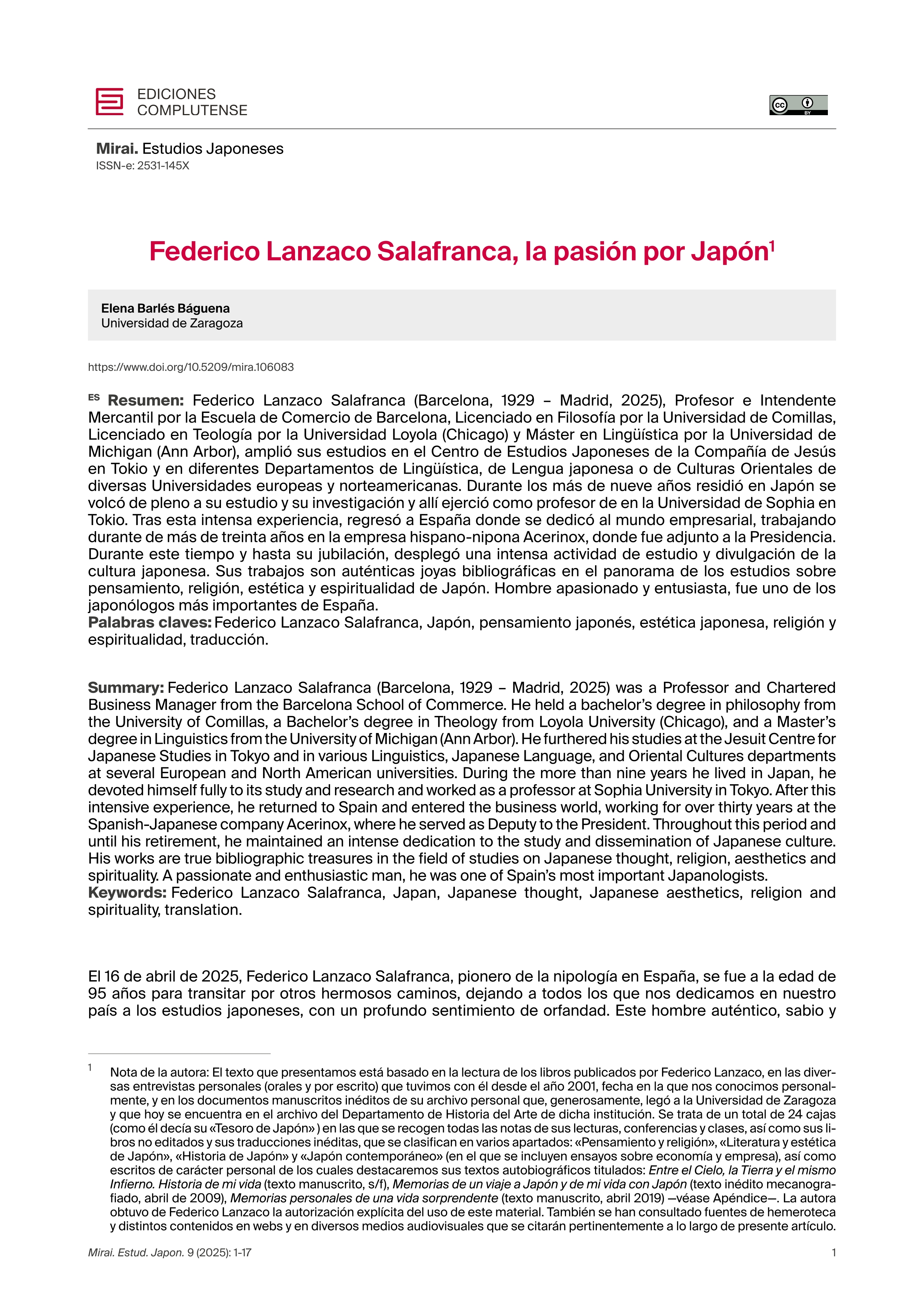 Federico Lanzaco Salafranca, la pasión por Japón
