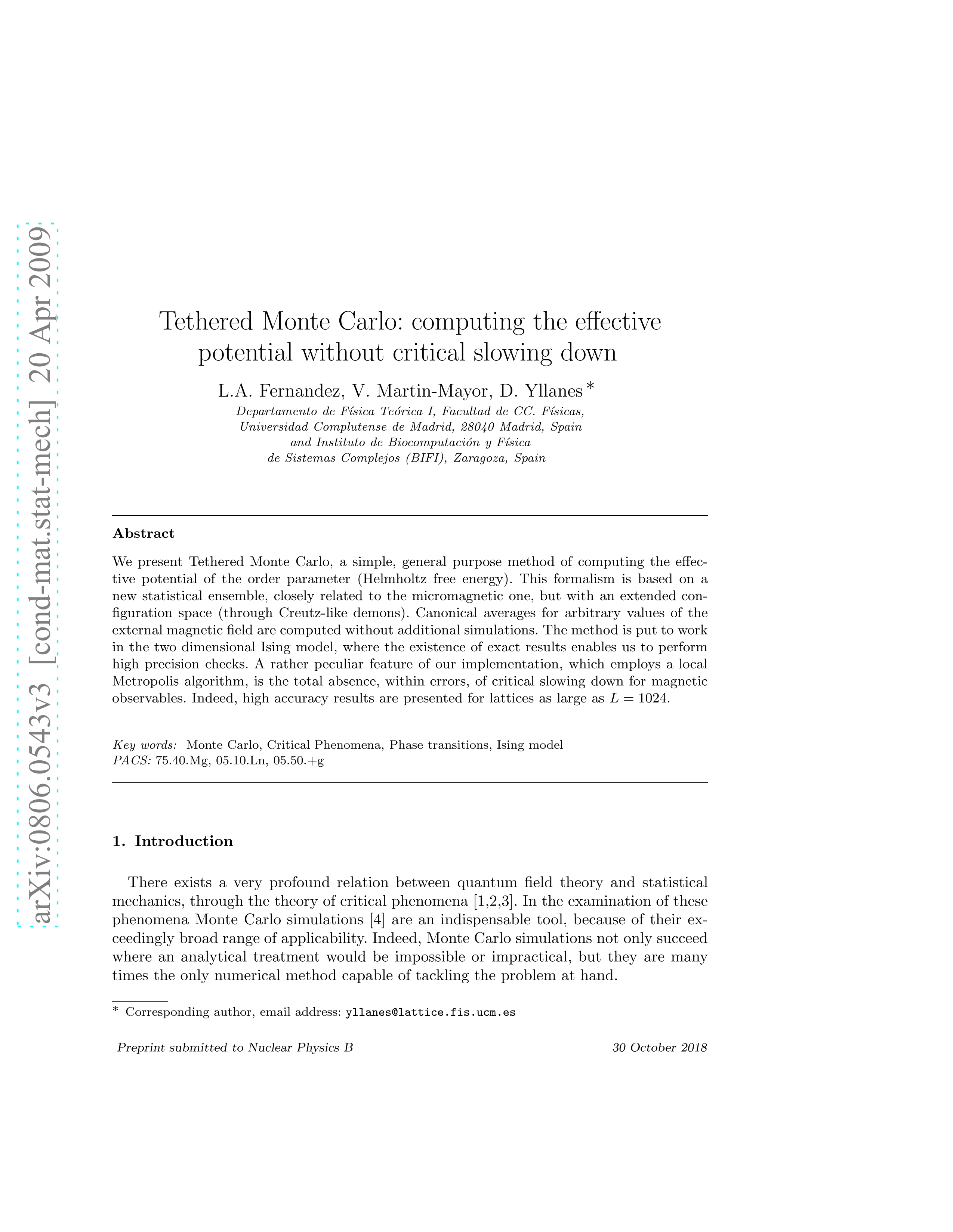 Tethered Monte Carlo: Computing the effective potential without critical slowing down