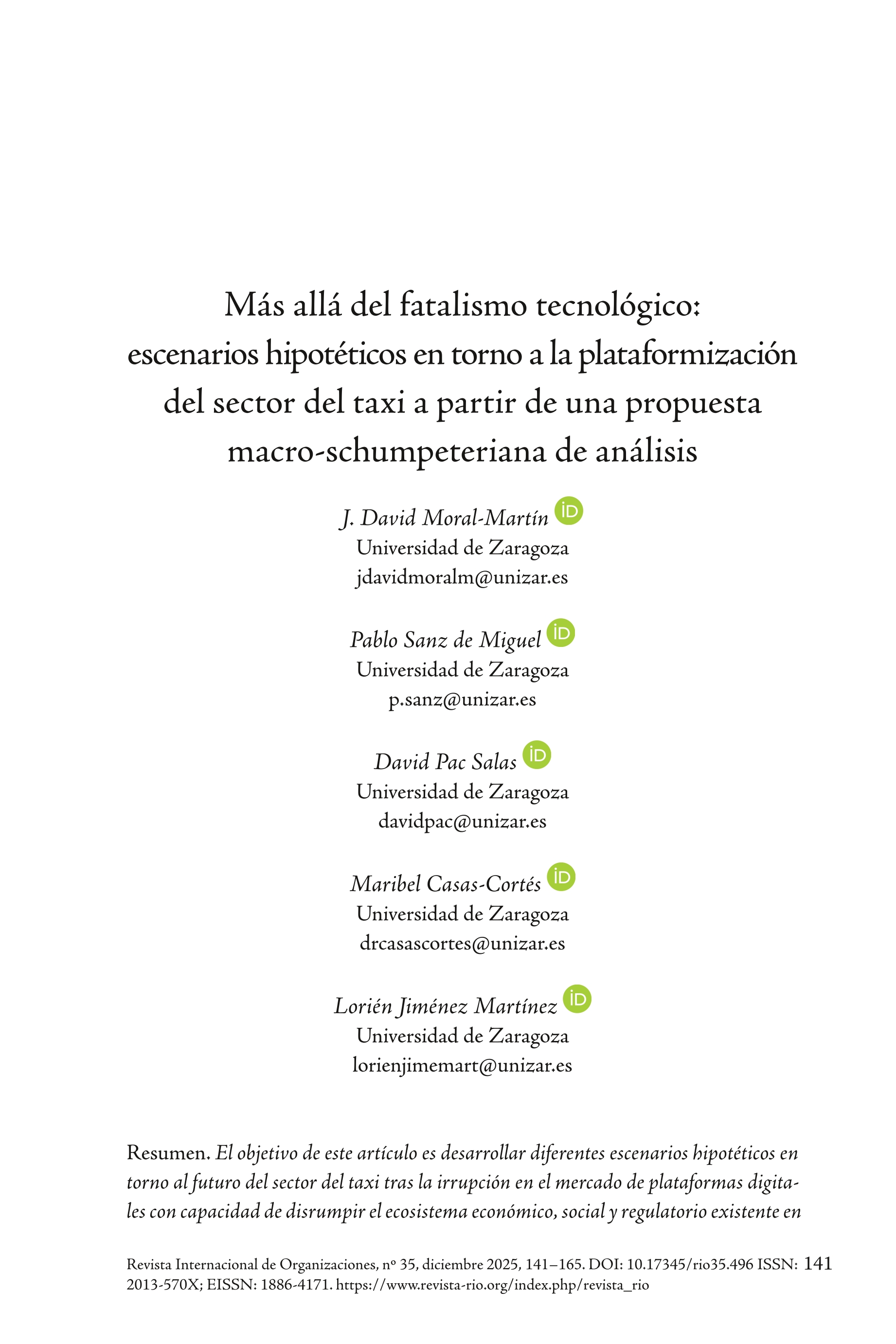 Más allá del fatalismo tecnológico: escenarios hipotéticos en torno a la plataformización del sector del taxi a partir de una propuesta macro-schumpeteriana de análisis
