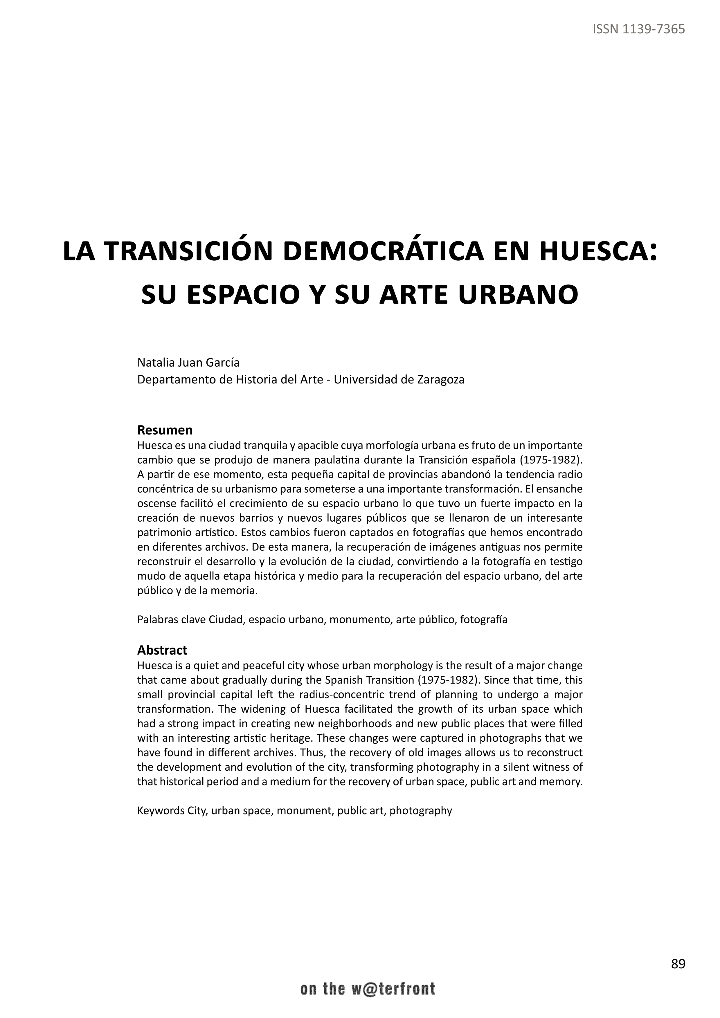 La transición democrática en Huesca: su espacio y su arte urbano