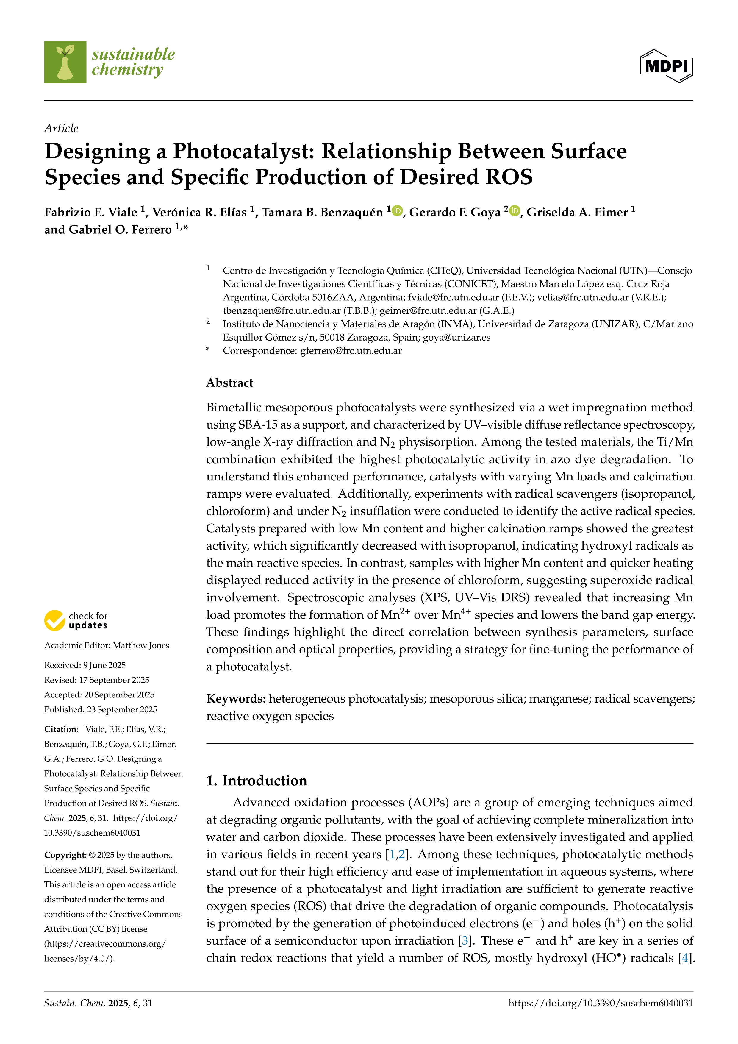Designing a Photocatalyst: Relationship Between Surface Species and Specific Production of Desired ROS