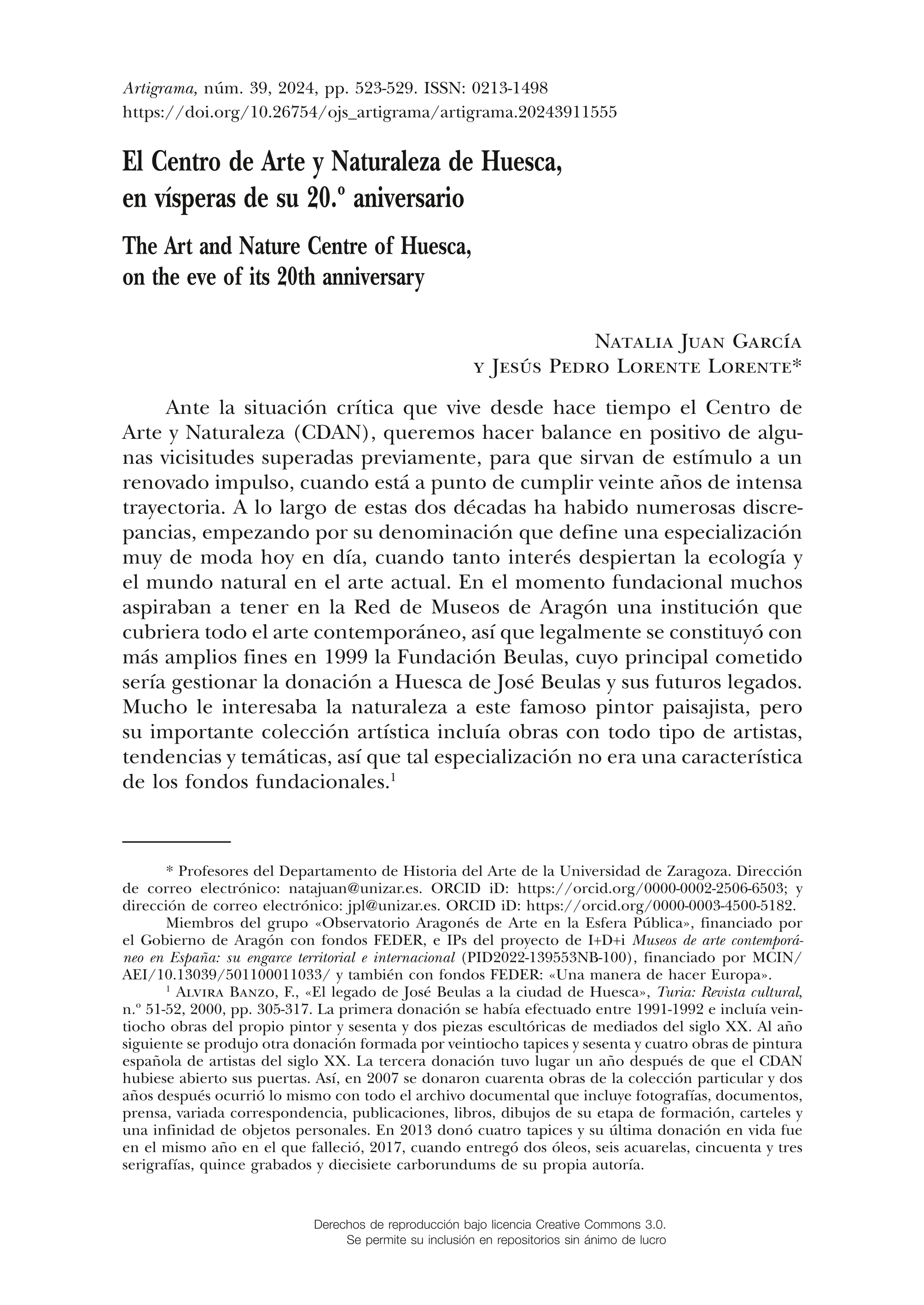 El Centro de Arte y Naturaleza de Huesca, en vísperas de su 20º aniversario