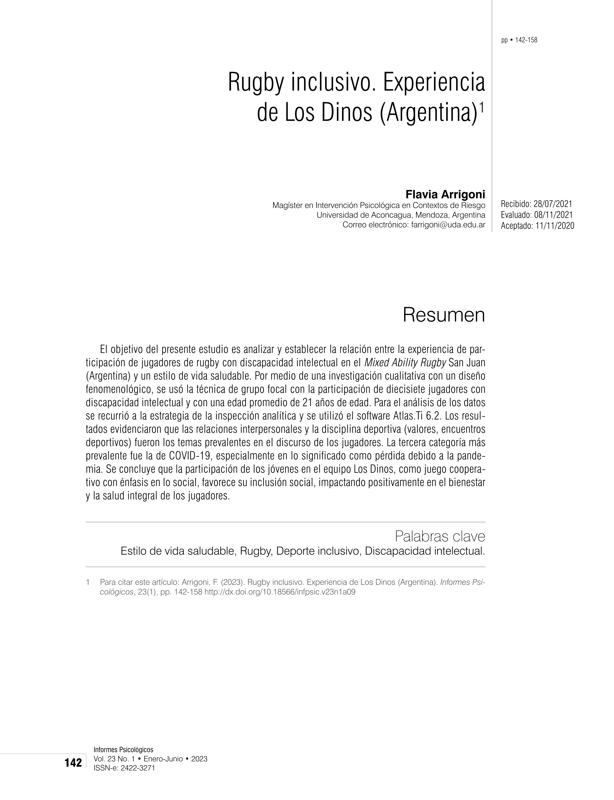 Rugby inclusivo. Experiencia de Los Dinos (Argentina)