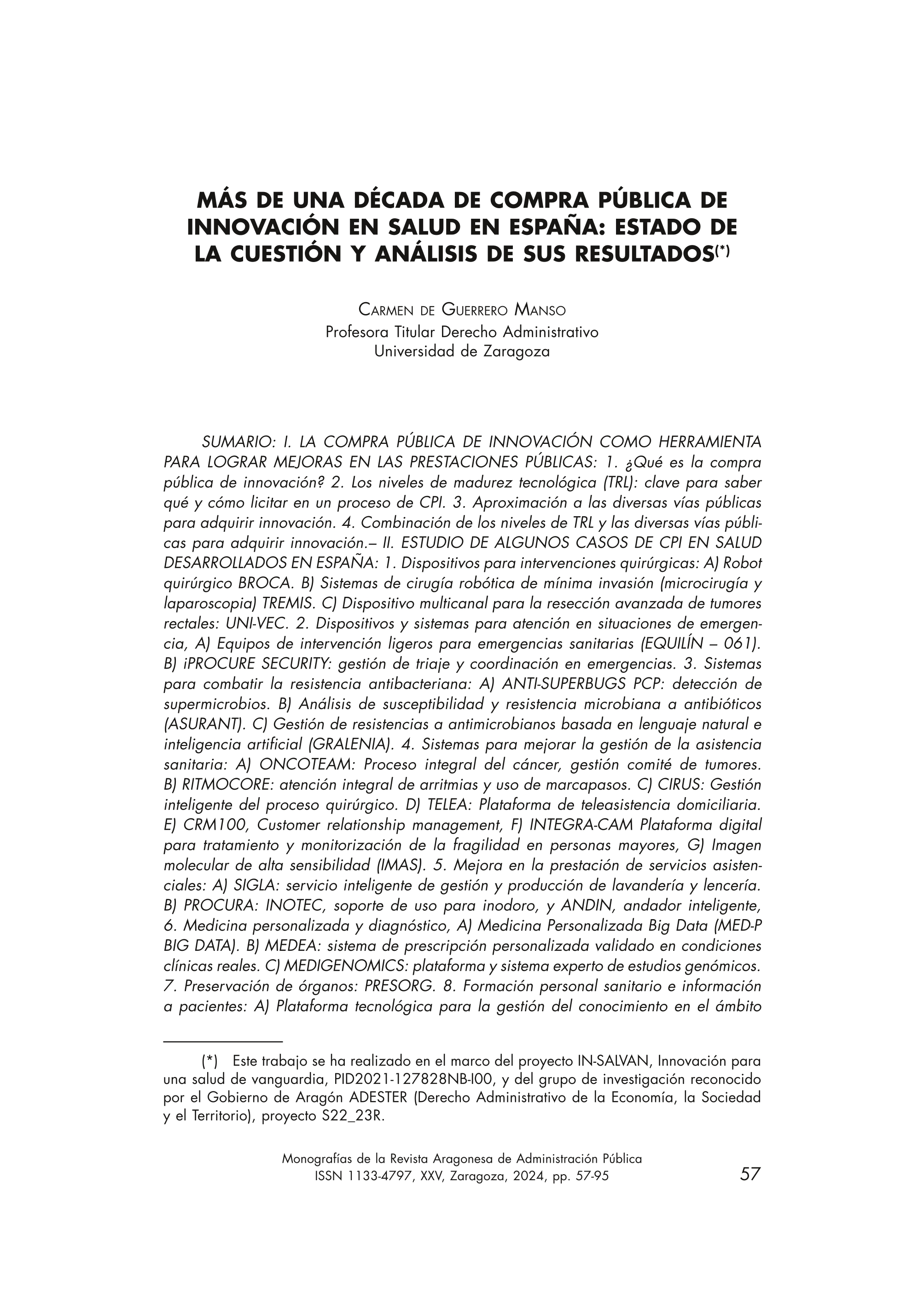 Más de una década de compra pública de innovación en salud en España: estado de la cuestión y análisis de sus resultados