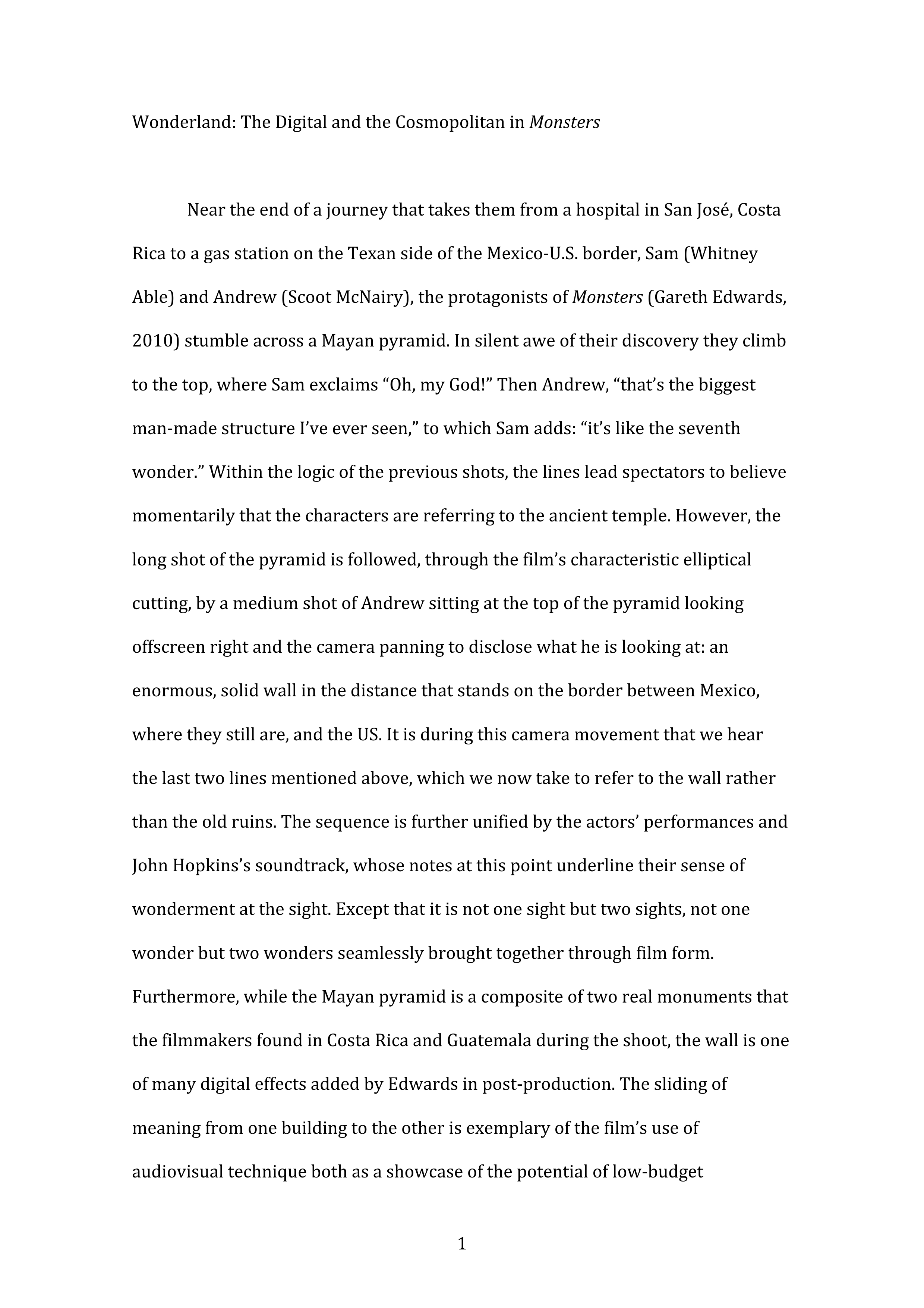 Wonderland: the digital and the cosmopolitan at the borderlands in Monsters