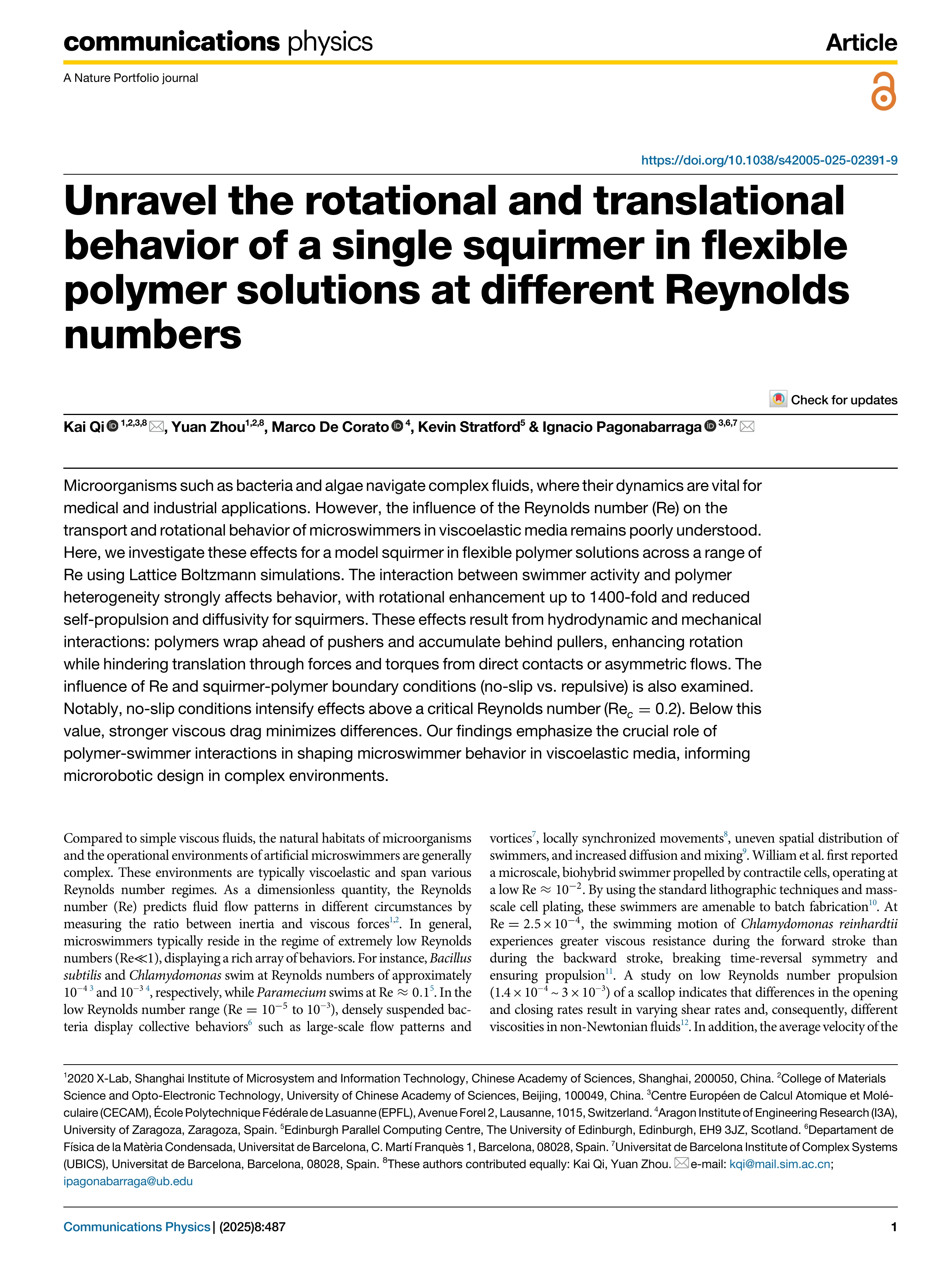 Unravel the rotational and translational behavior of a single squirmer in flexible polymer solutions at different Reynolds numbers