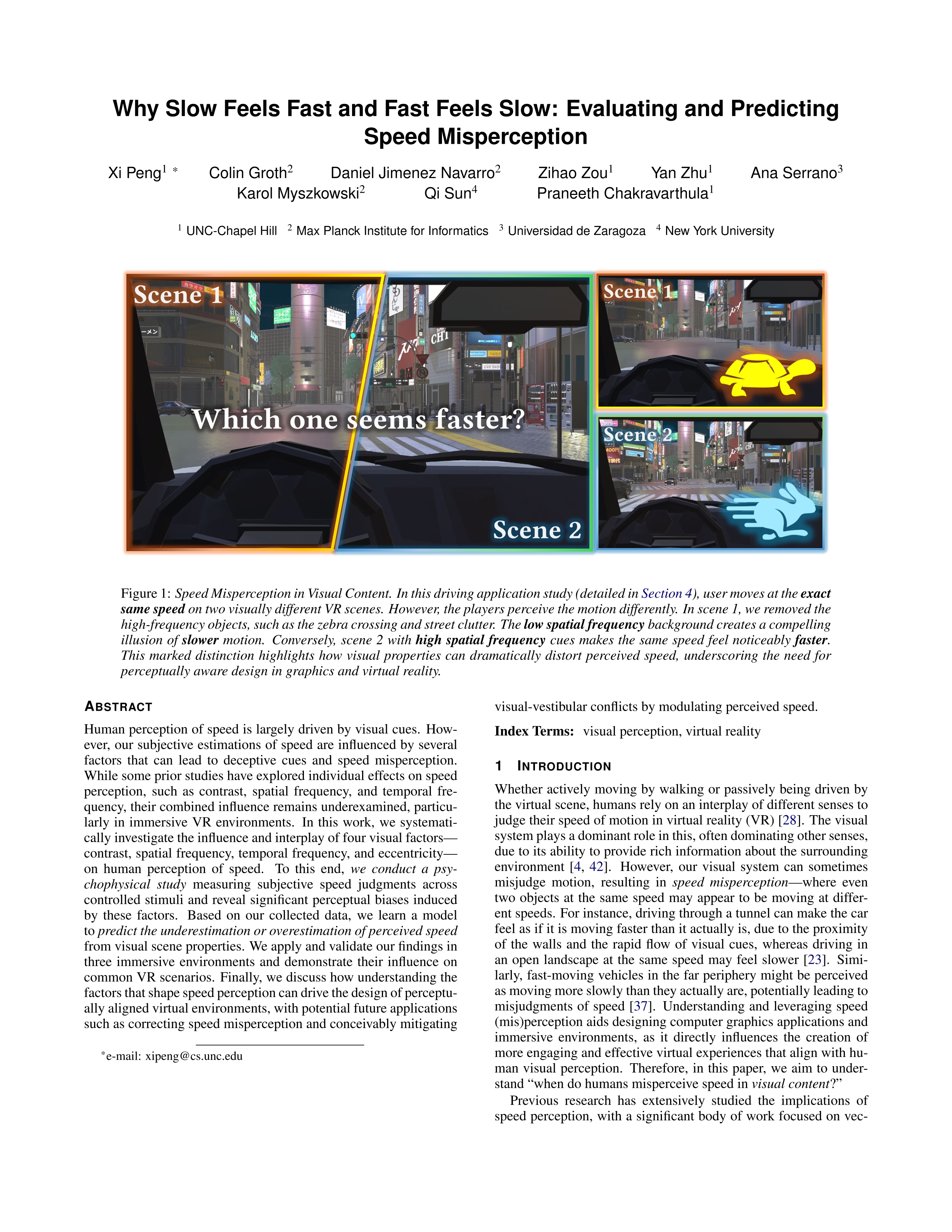 Why Slow Feels Fast and Fast Feels Slow: Evaluating and Predicting Speed Misperception