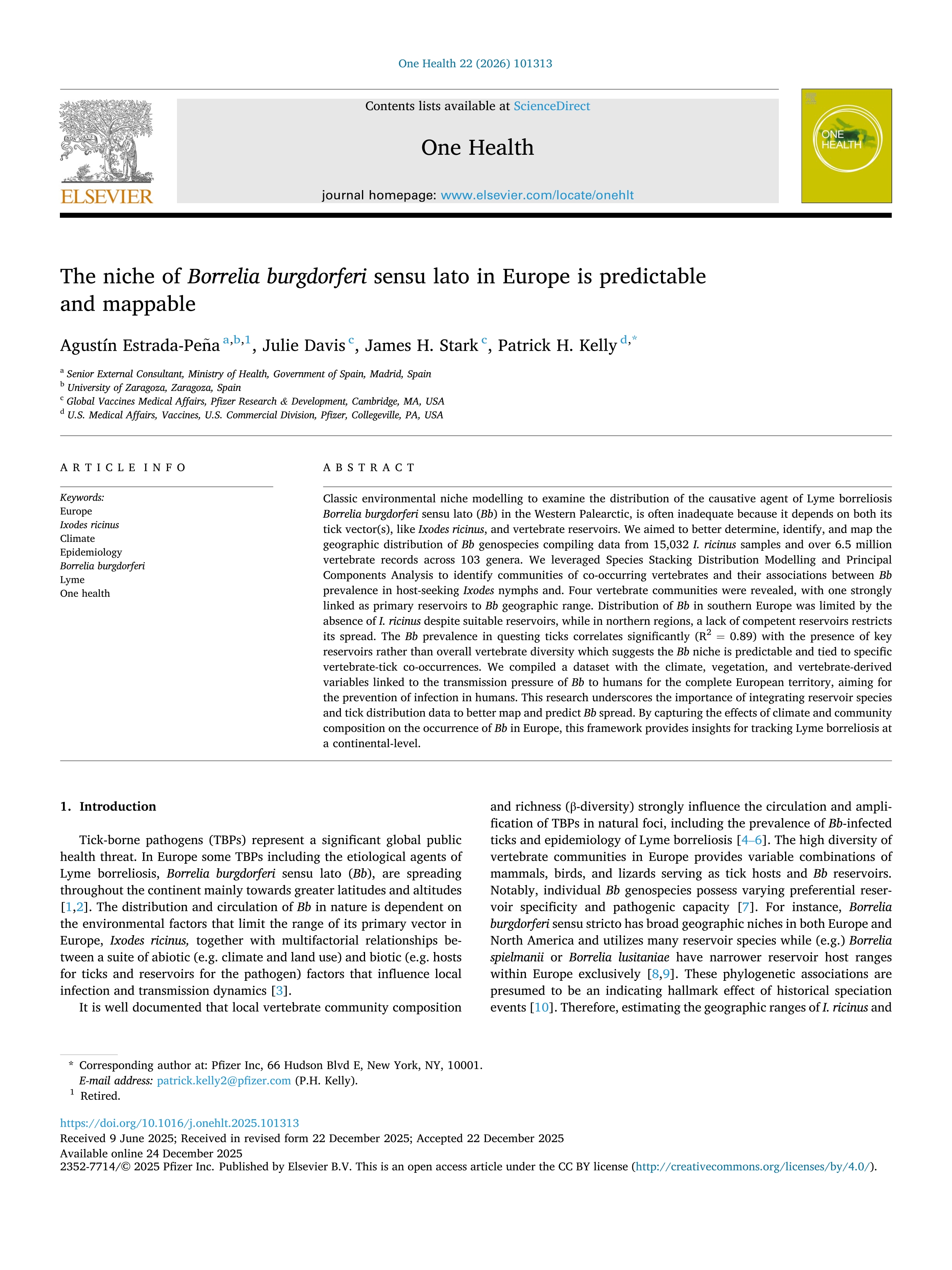 The niche of Borrelia burgdorferi sensu lato in Europe is predictable and mappable