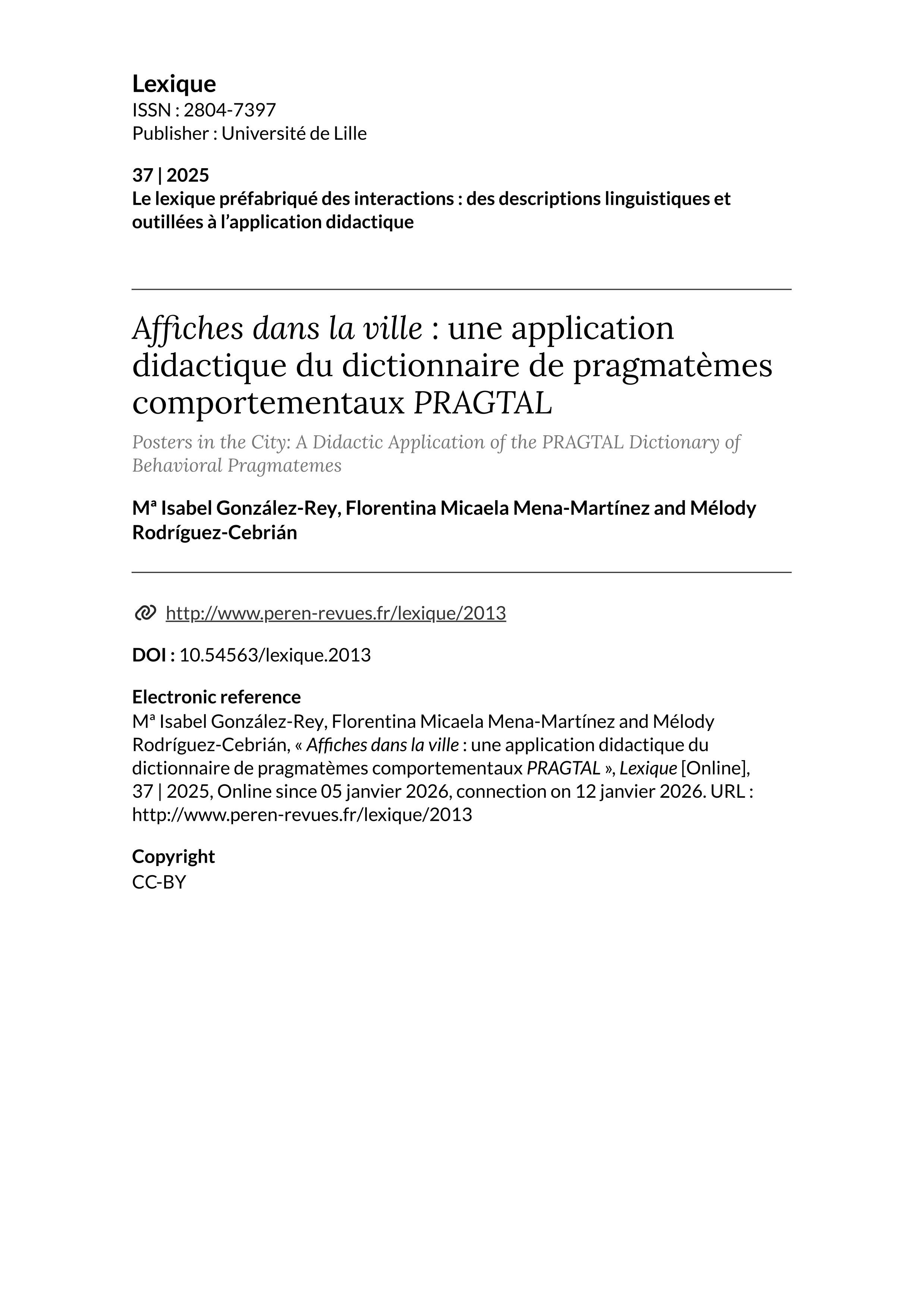 Affiches dans la ville : une application didactique du dictionnaire de pragmatèmes comportementaux pragtal