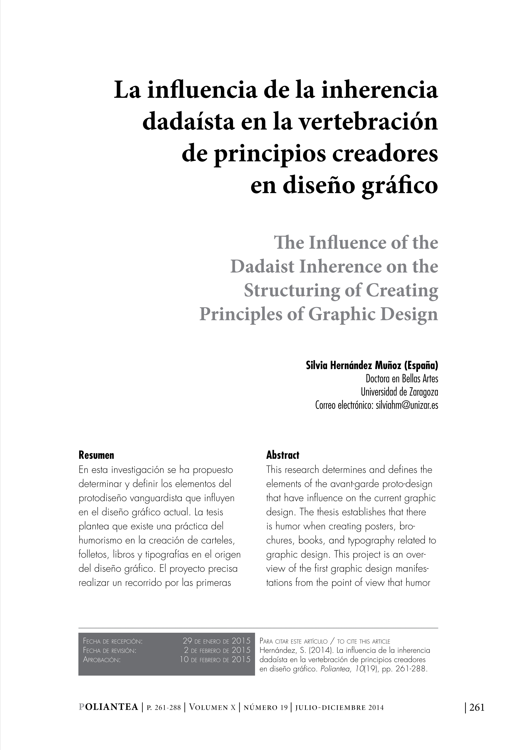 La influencia de la inherencia dadaísta en la vertebración de principios creadores en diseño gráfico