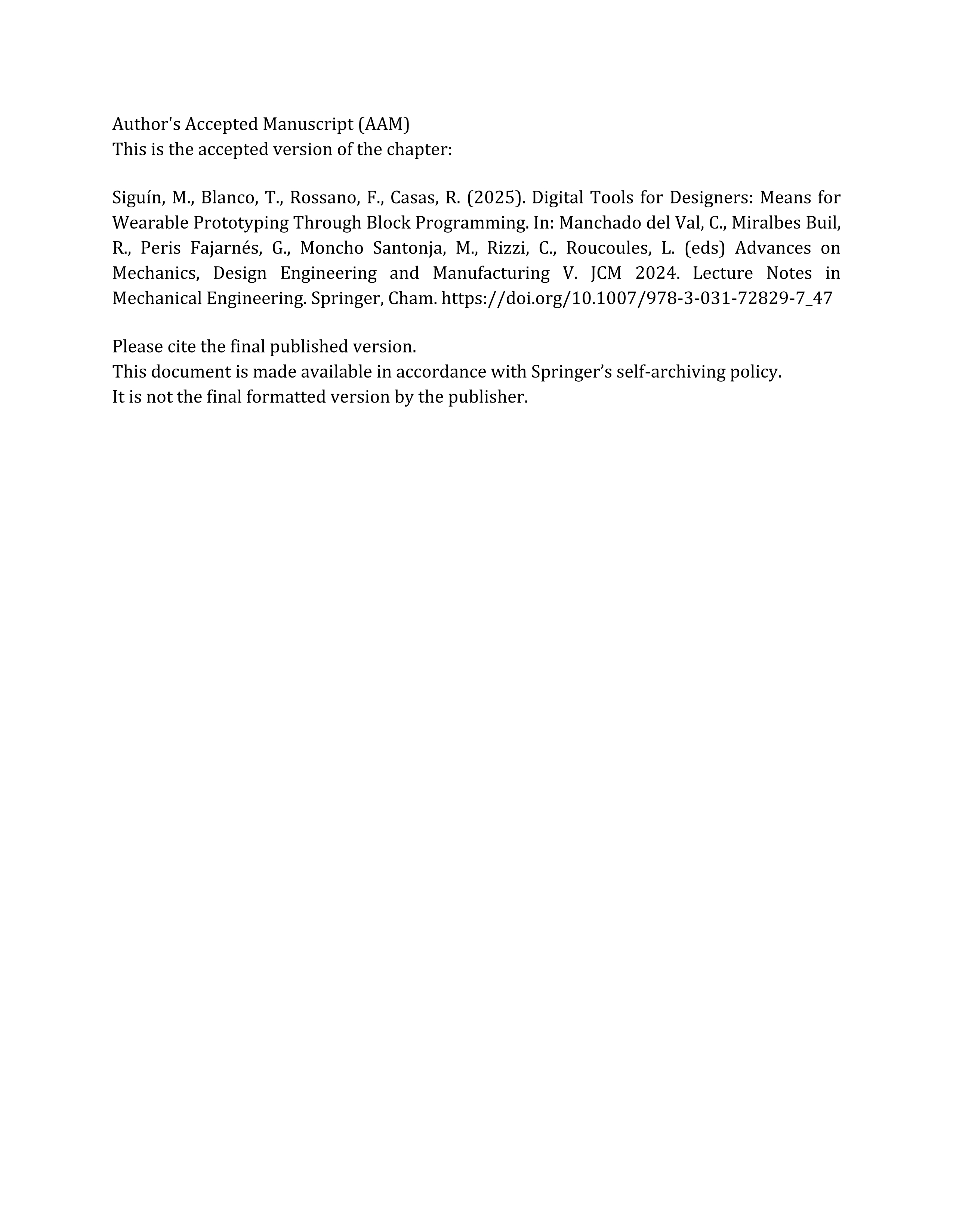 Digital tools for designers: means for wearable prototyping through block programming