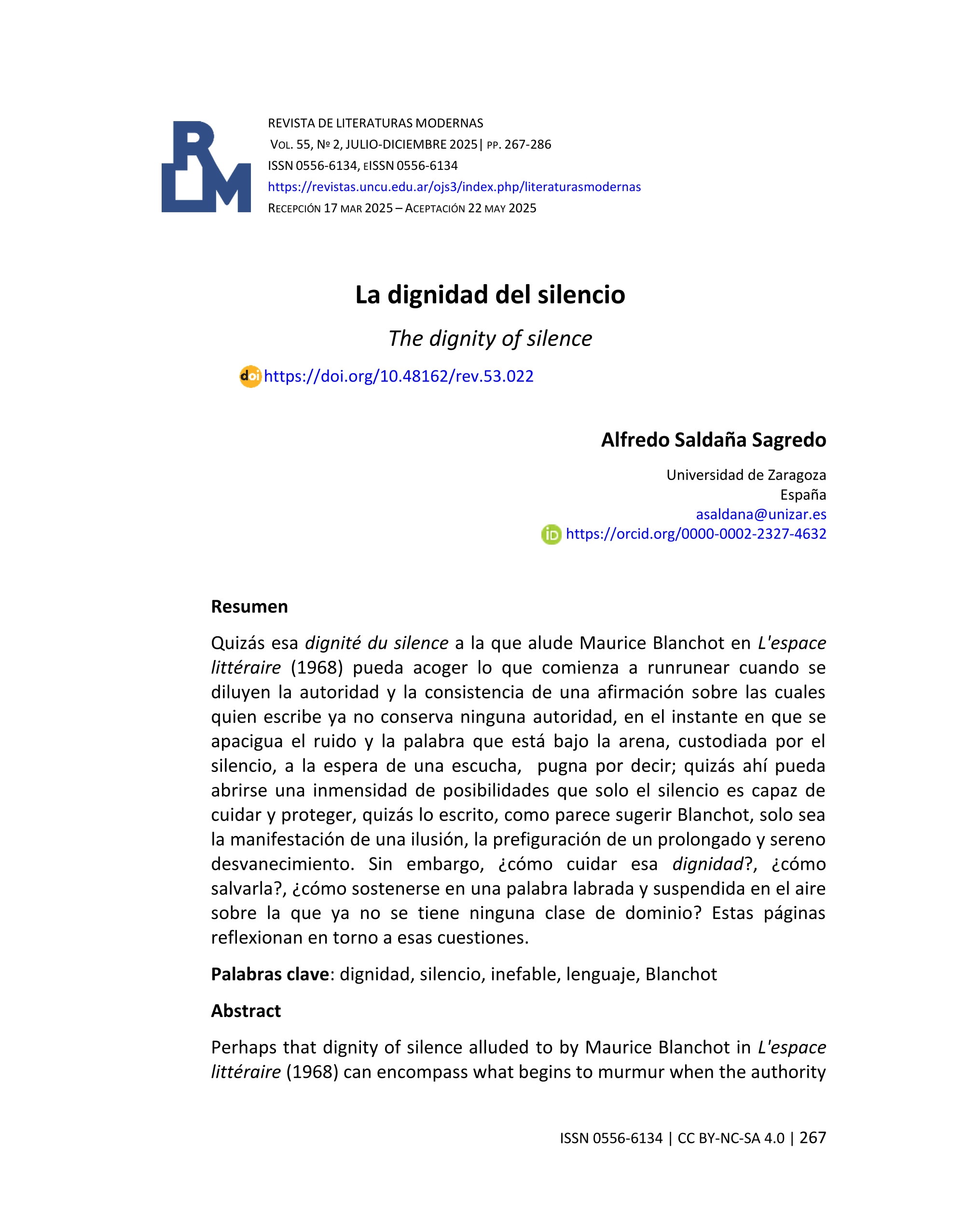 La dignidad del silencio