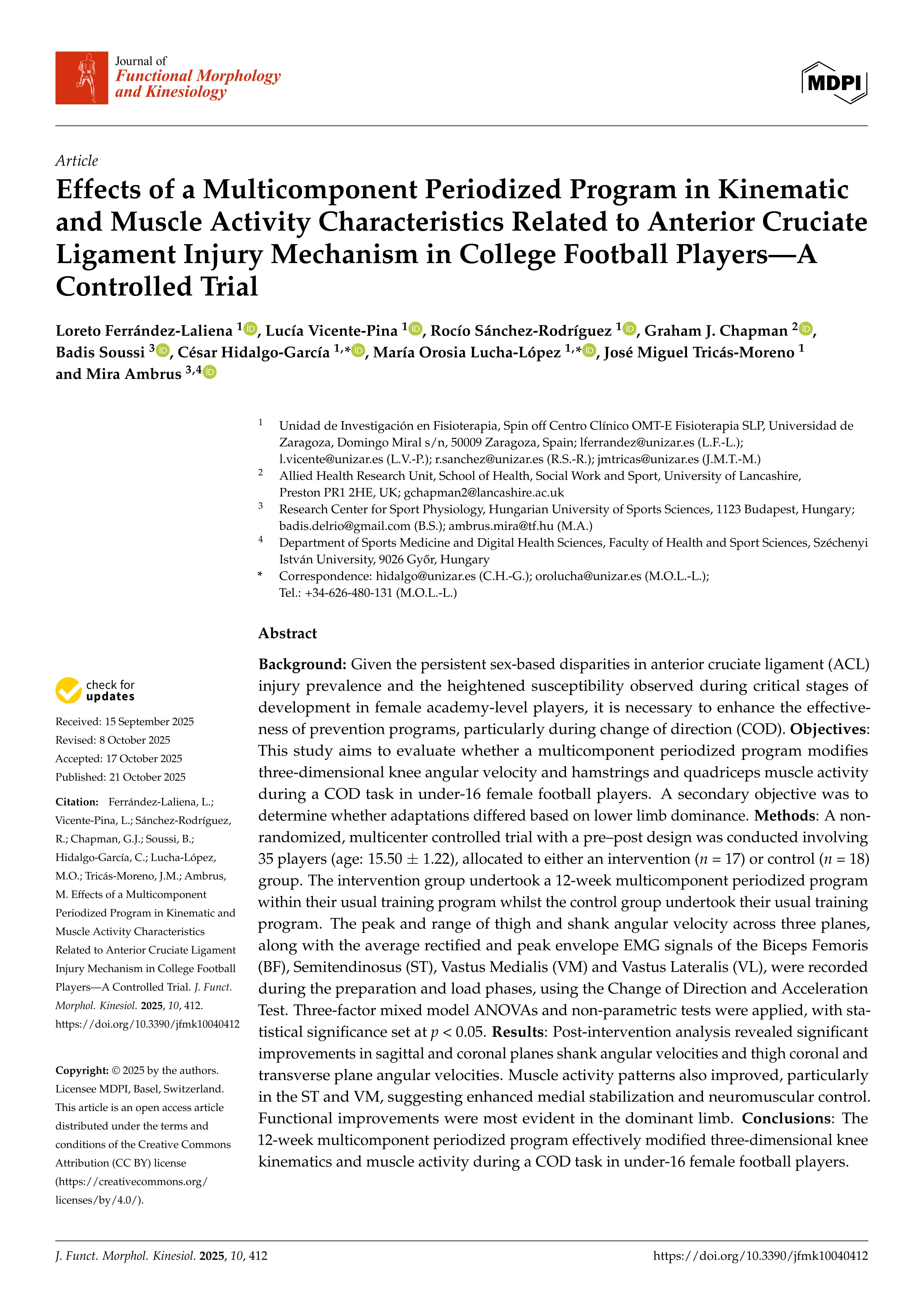 Effects of a multicomponent periodized program in kinematic and muscle activity characteristics related to anterior cruciate ligament injury mechanism in College football players: a controlled trial