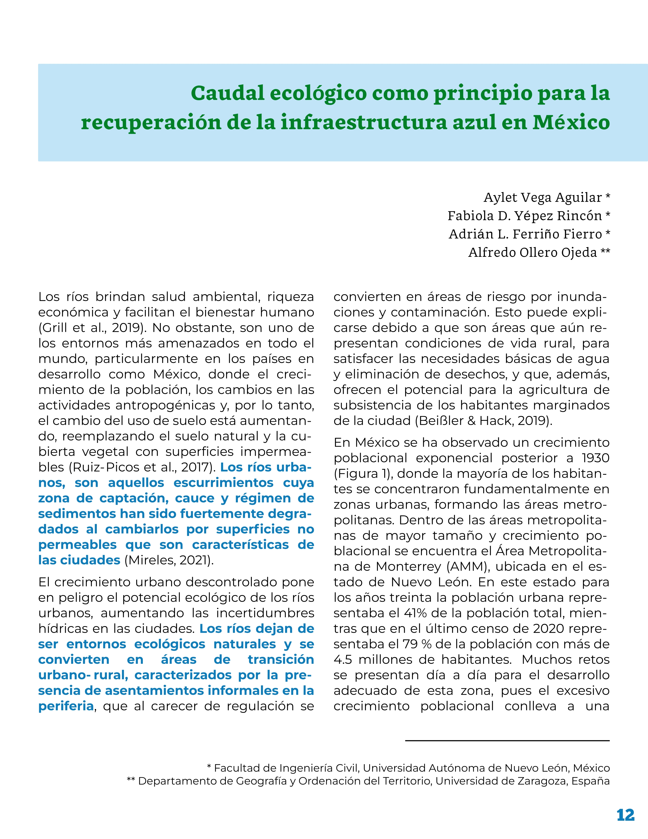 Caudal ecológico como principio para la recuperación de la infraestructura azul en México
