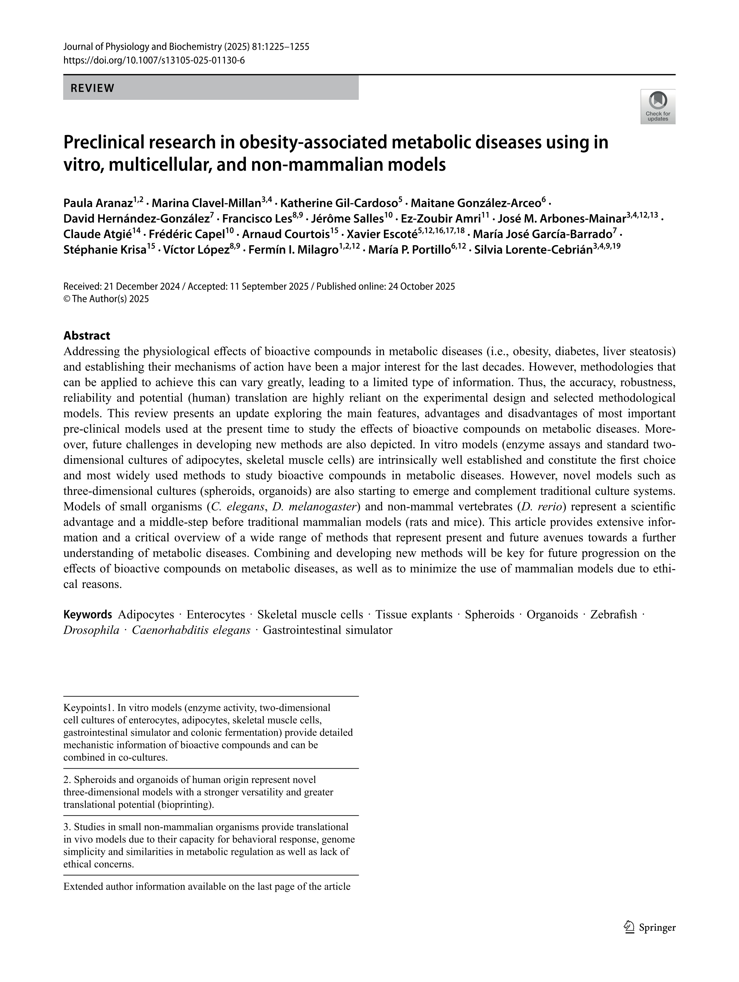 Preclinical research in obesity-associated metabolic diseases using in vitro, multicellular, and non-mammalian models