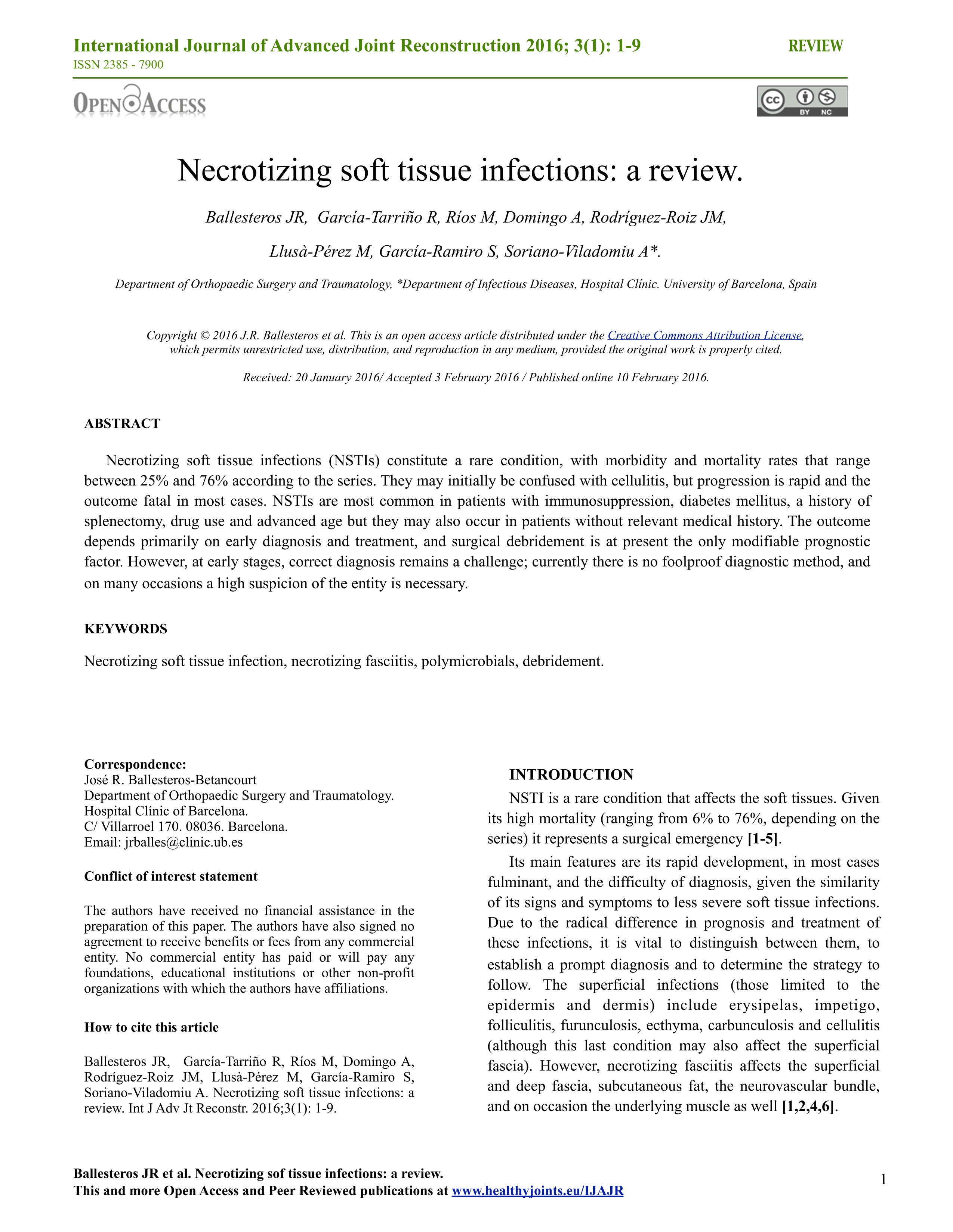 Necrotizing soft tissue infections: a review.