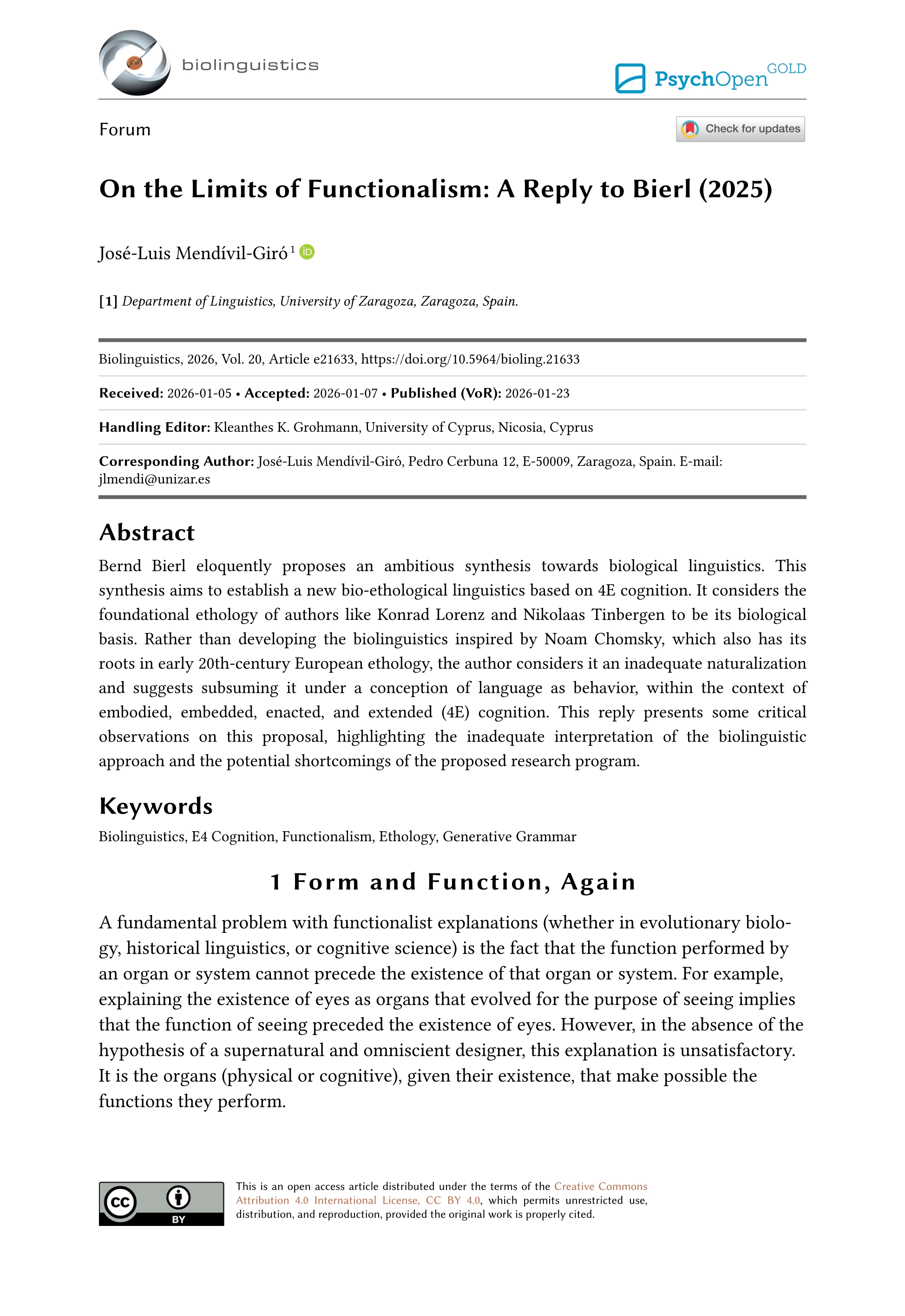 On the Limits of Functionalism: A Reply to Bierl (2025)