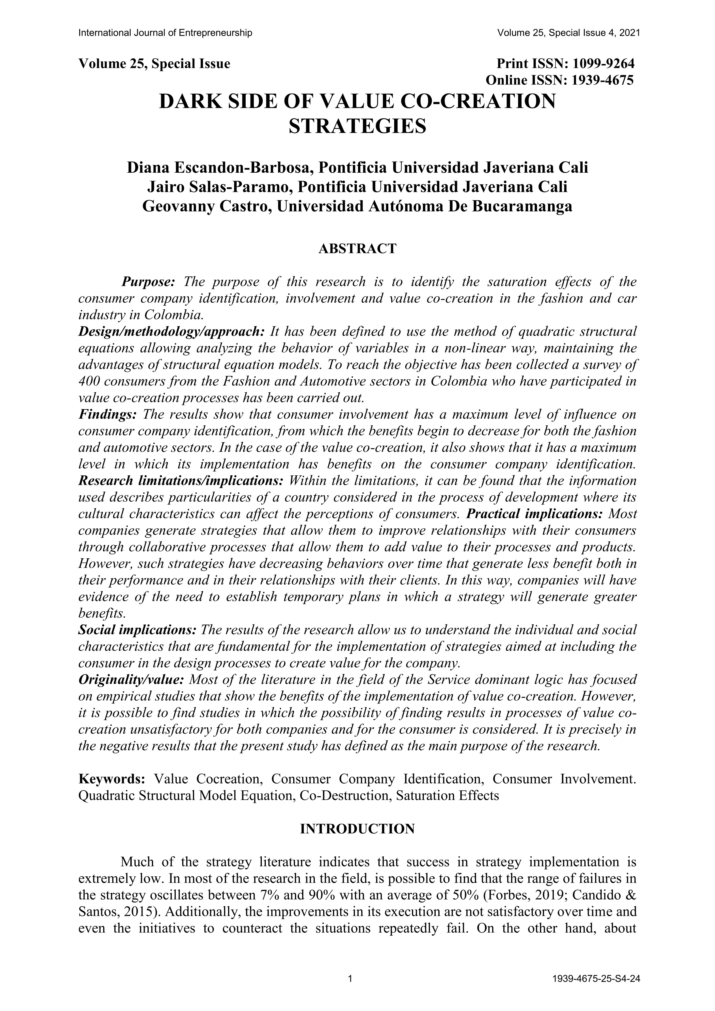 Dark side of value co-creation strategies.