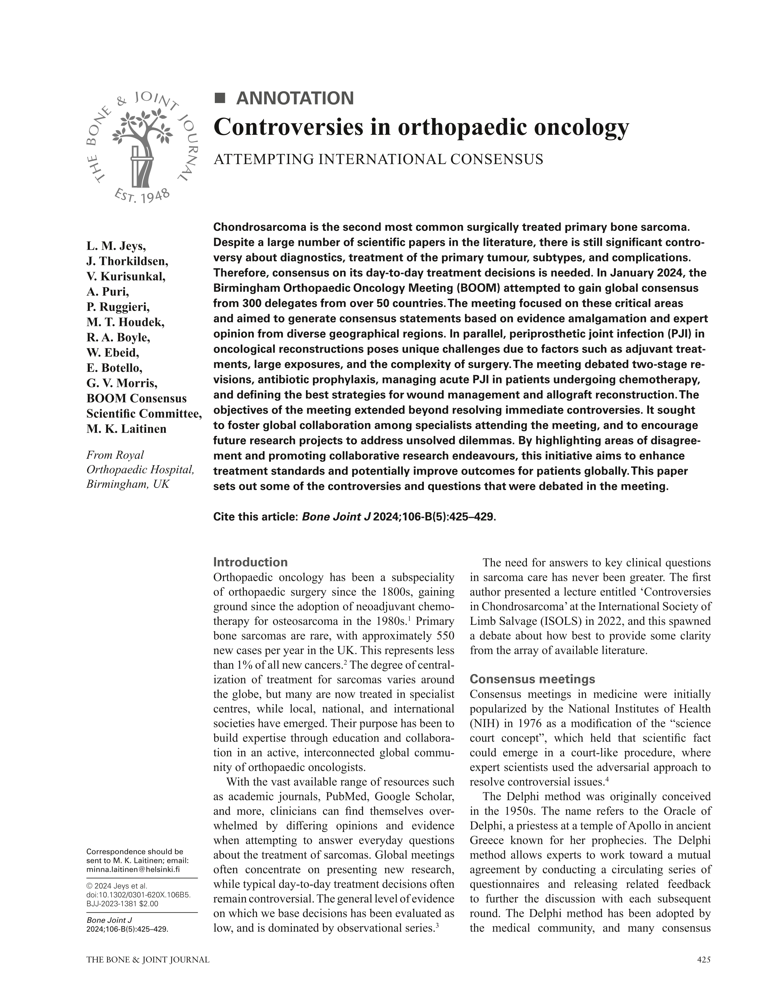 Controversies in orthopaedic oncology