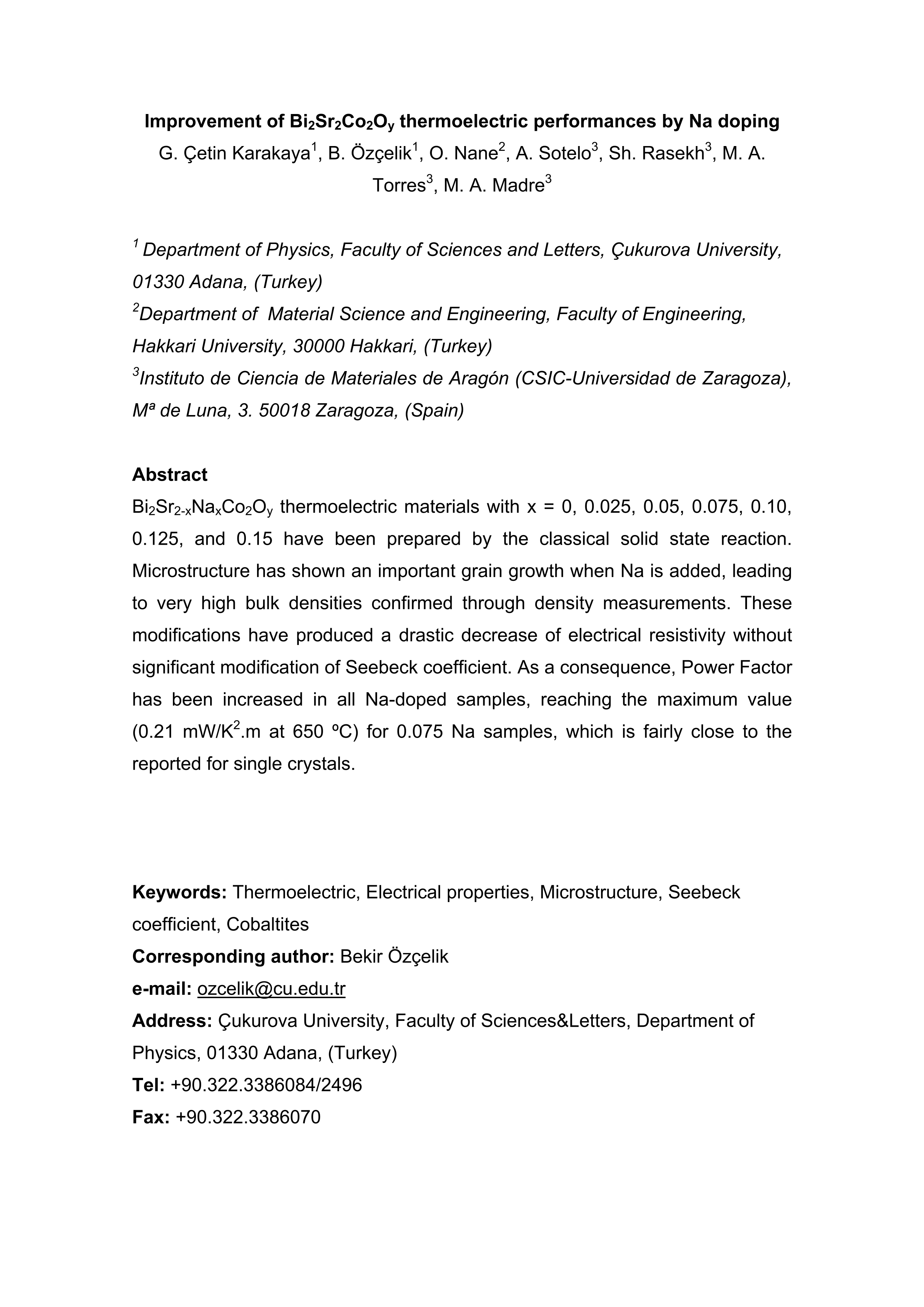 Improvement of Bi2Sr2Co2Oy thermoelectric performances by Na doping