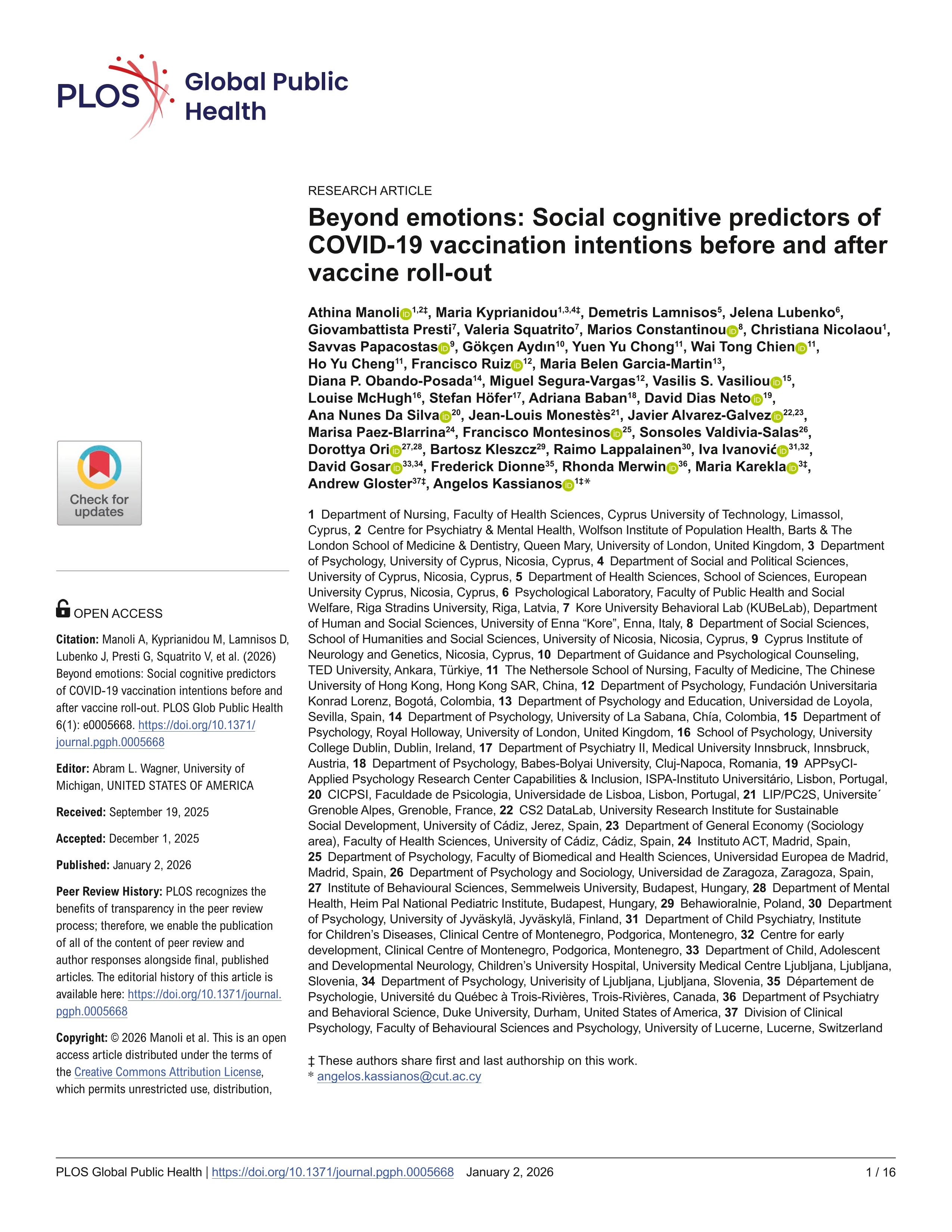 Beyond emotions: Social cognitive predictors of COVID-19 vaccination intentions before and after vaccine roll-out