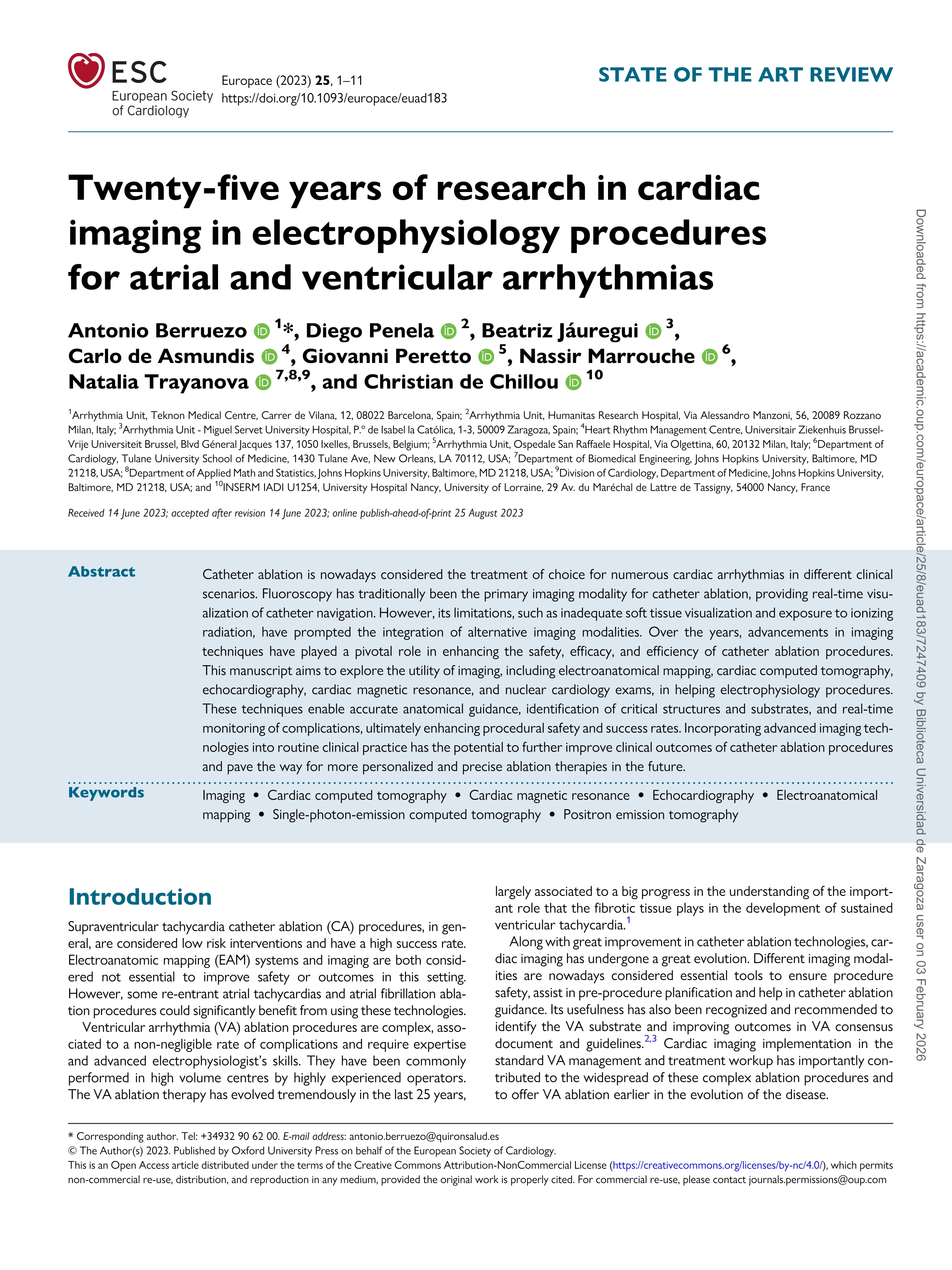 Twenty-five years of research in cardiac imaging in electrophysiology procedures for atrial and ventricular arrhythmias.