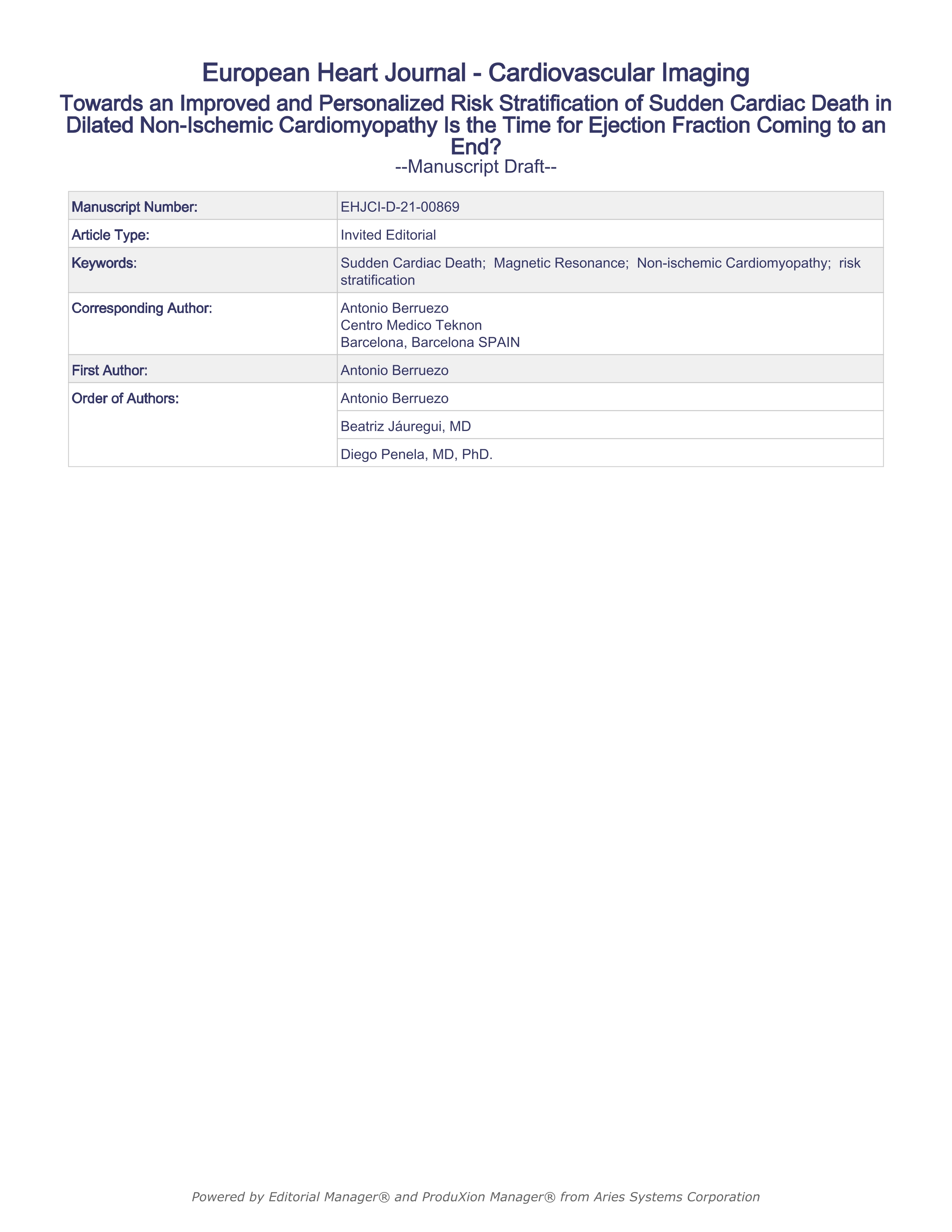 Towards an improved and personalized risk stratification of sudden cardiac death in dilated non-ischaemic cardiomyopathy: is the time for ejection fraction coming to an end?