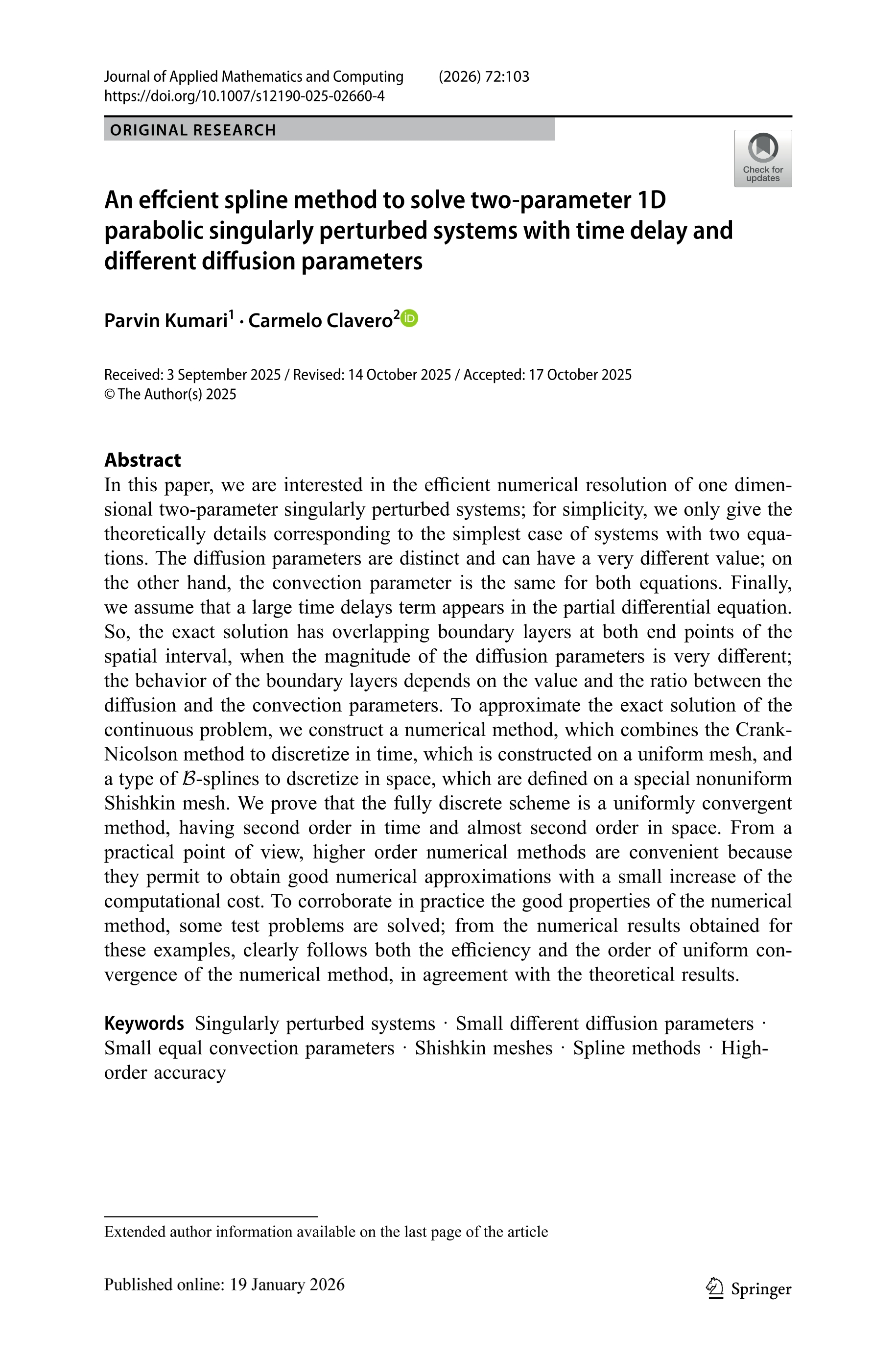 An effcient spline method to solve two-parameter 1D parabolic singularly perturbed systems with time delay and different diffusion parameters