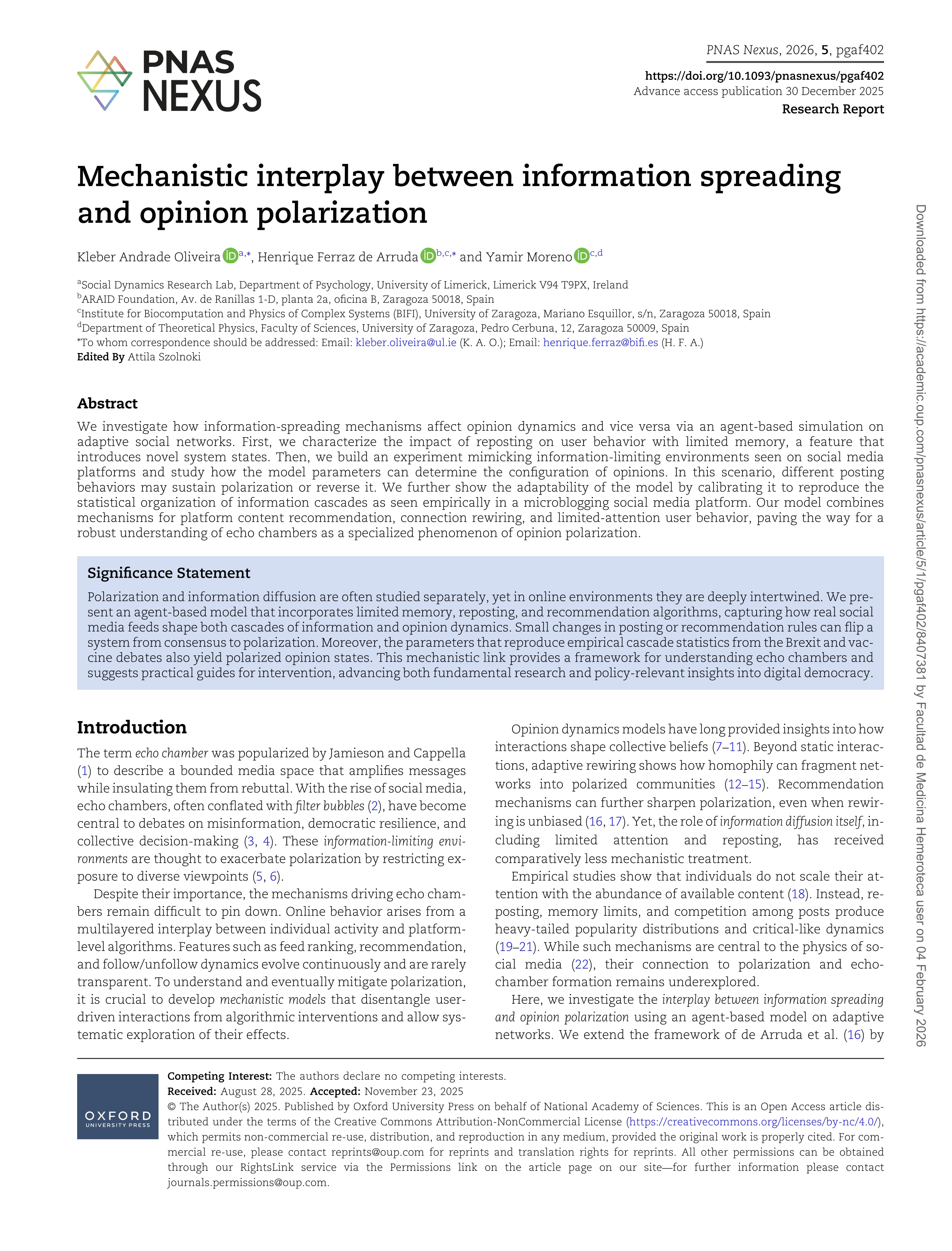 Mechanistic interplay between information spreading and opinion polarization