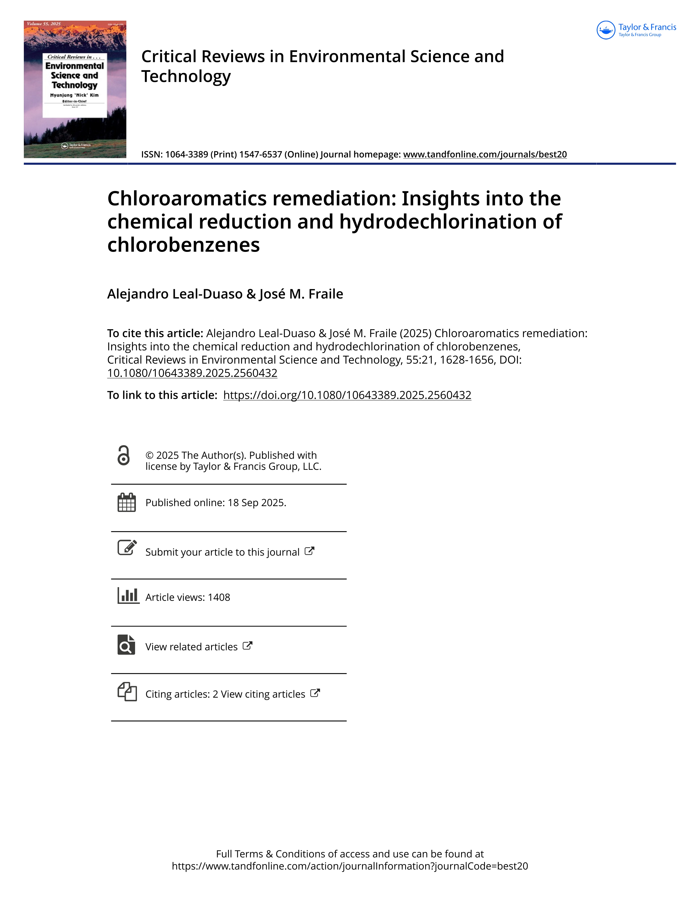 Chloroaromatics remediation: Insights into the chemical reduction and hydrodechlorination of chlorobenzenes