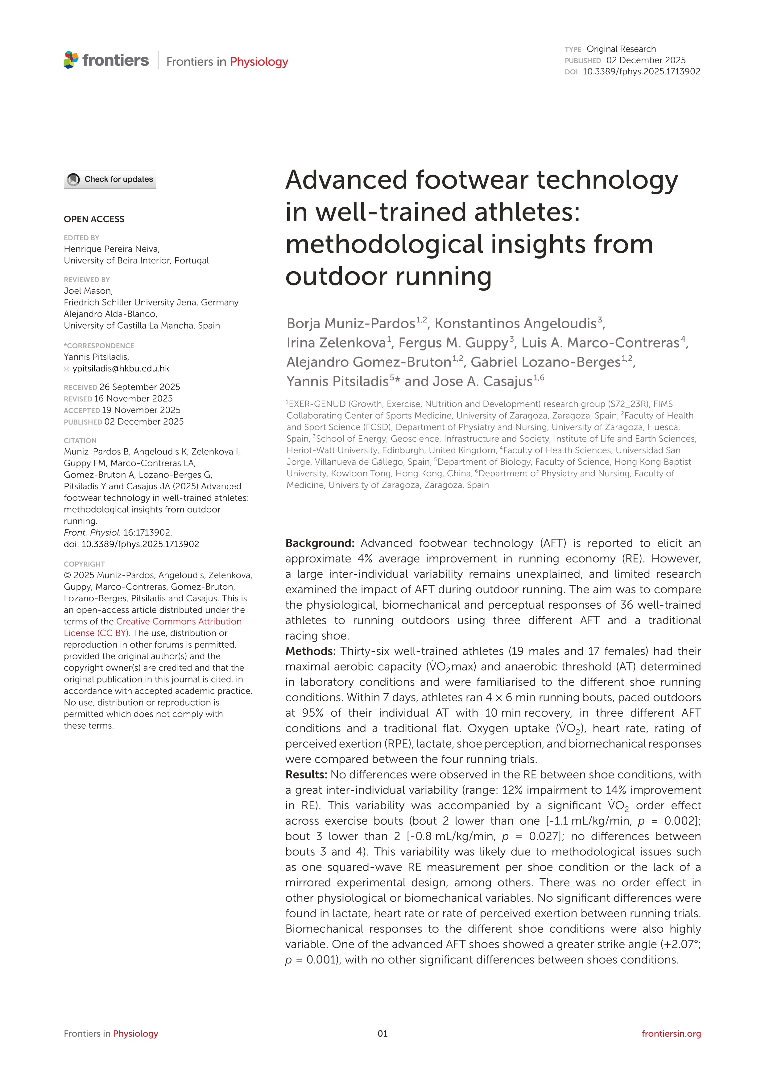 Advanced footwear technology in well-trained athletes: methodological insights from outdoor running