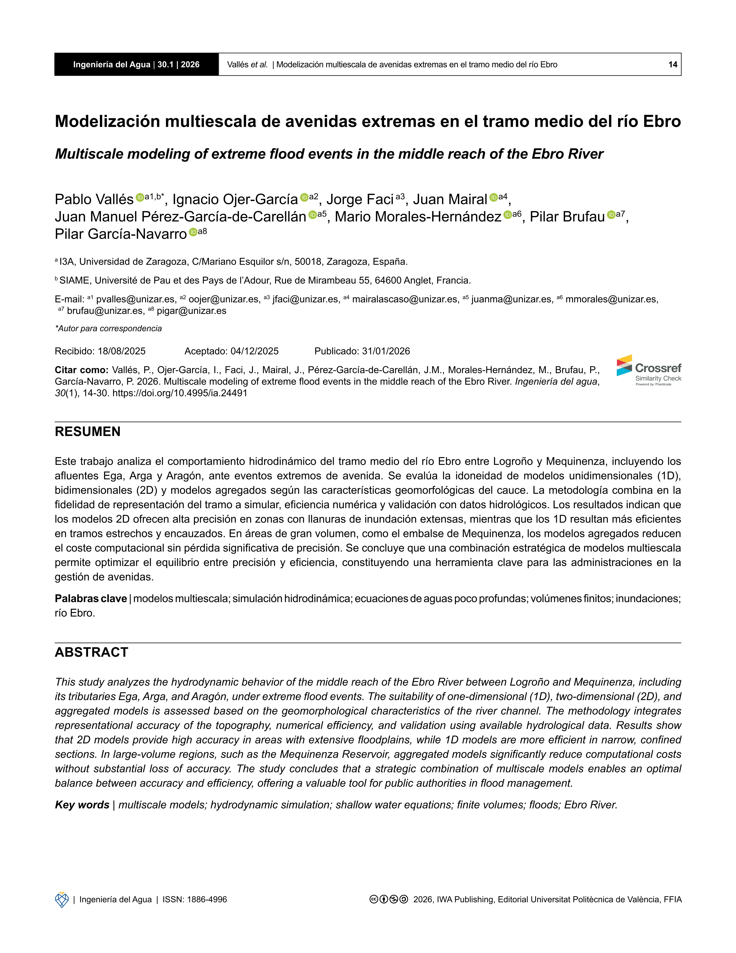 Modelización multiescala de avenidas extremas en el tramo medio del río Ebro